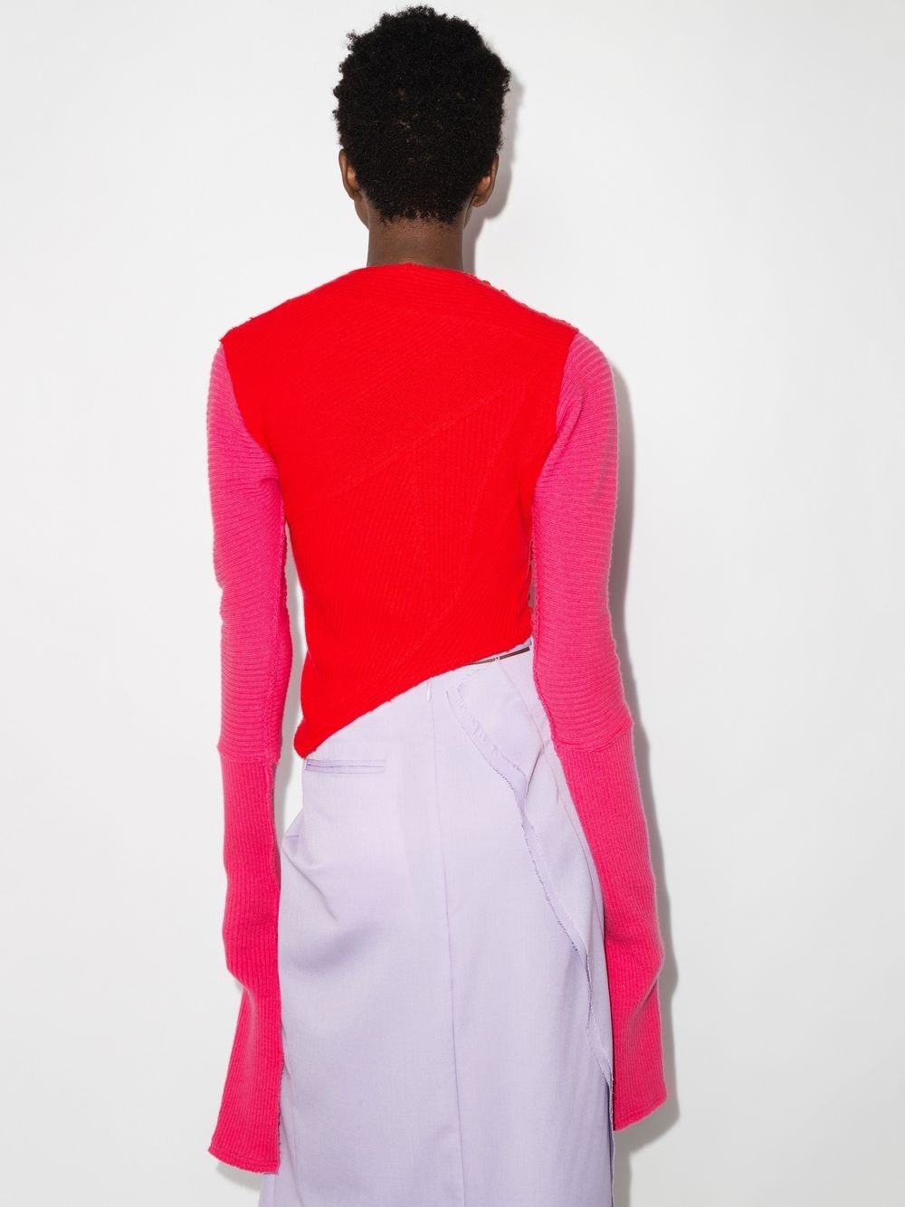 asymmetric ribbed-knit jumper - 3