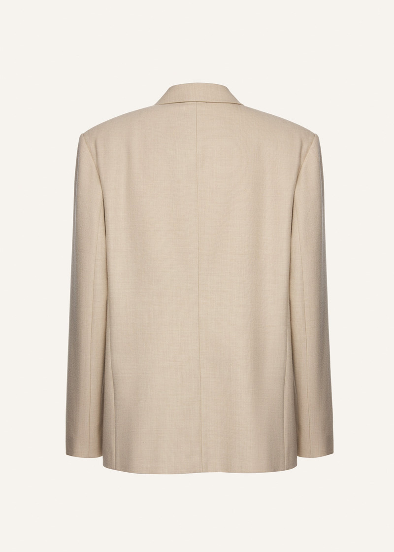 Wool crossover blazer in beige 2