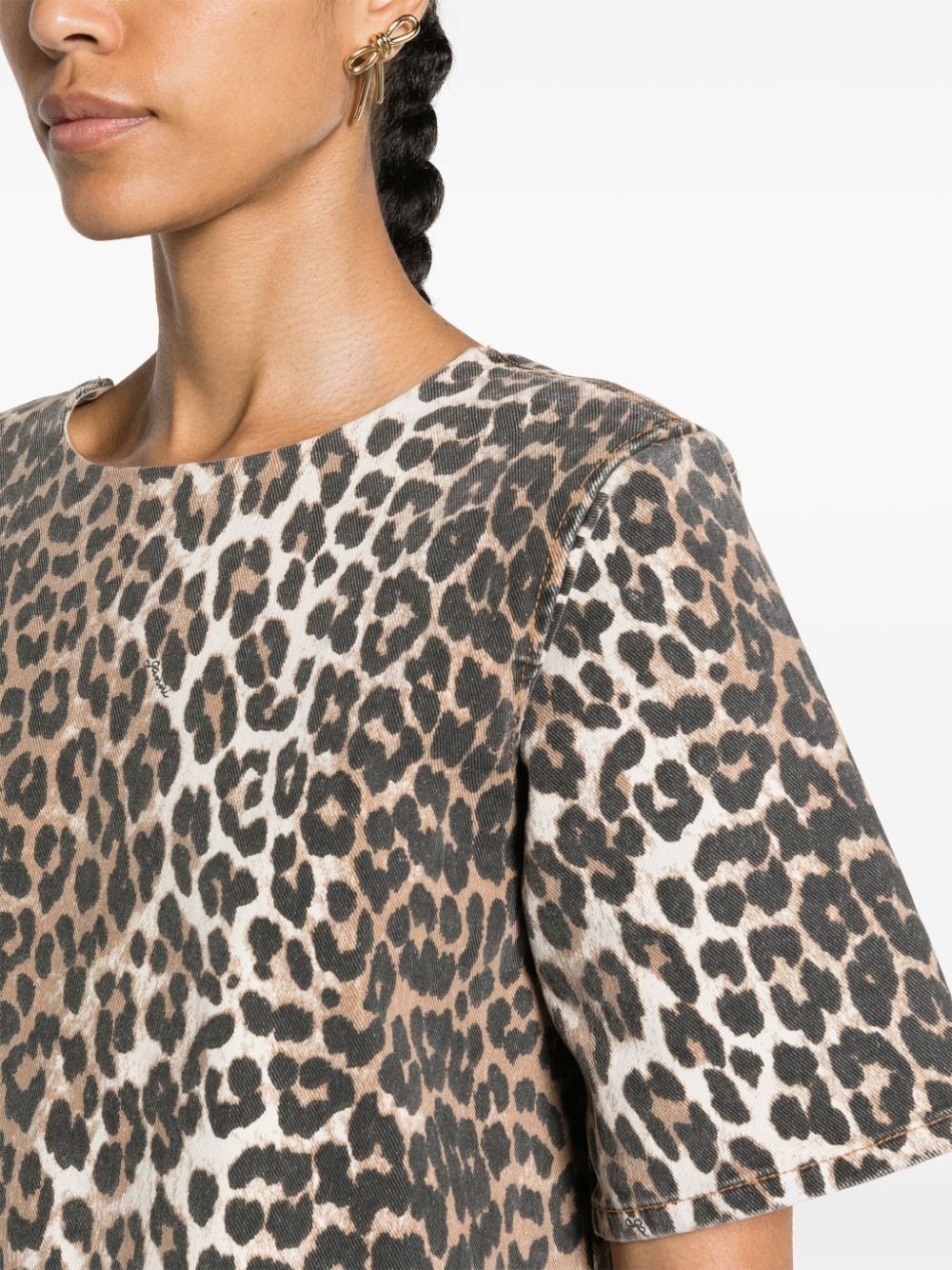 leopard-print denim minidress - 5