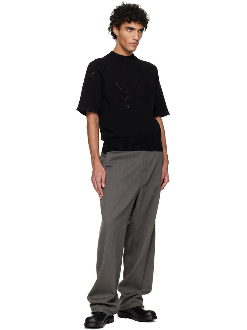 Jil Sander Black Pointelle Short Sleeve Sweater outlook