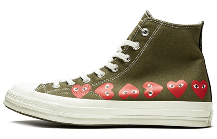 Converse x COMME des GARCONS PLAY Chuck 70 Hi Multi Heart 'Khaki' 162973C - 2
