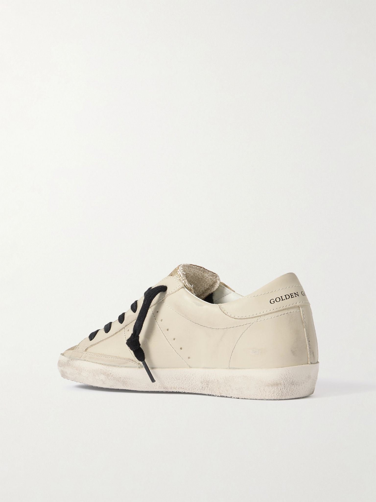 Super-Star distressed glittered leather and calf hair sneakers Off-white - 3