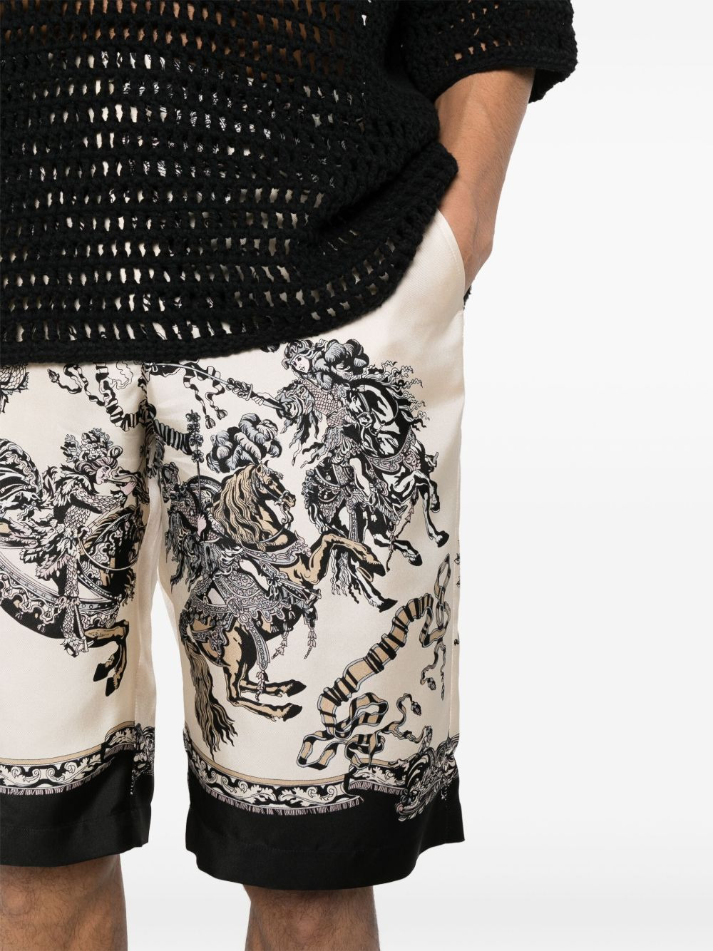 graphic-print silk shorts - 5