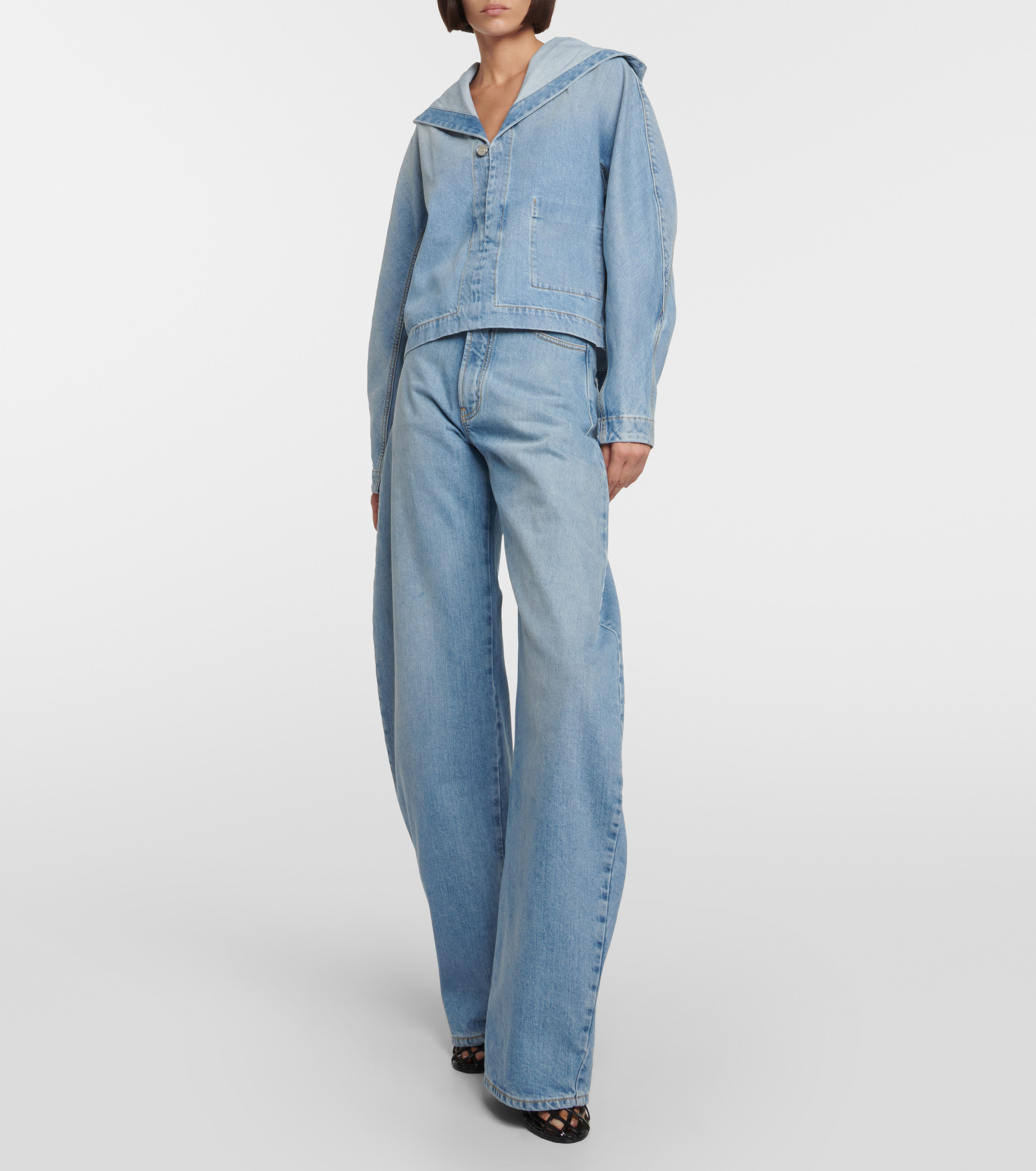 Cropped denim jacket - 2