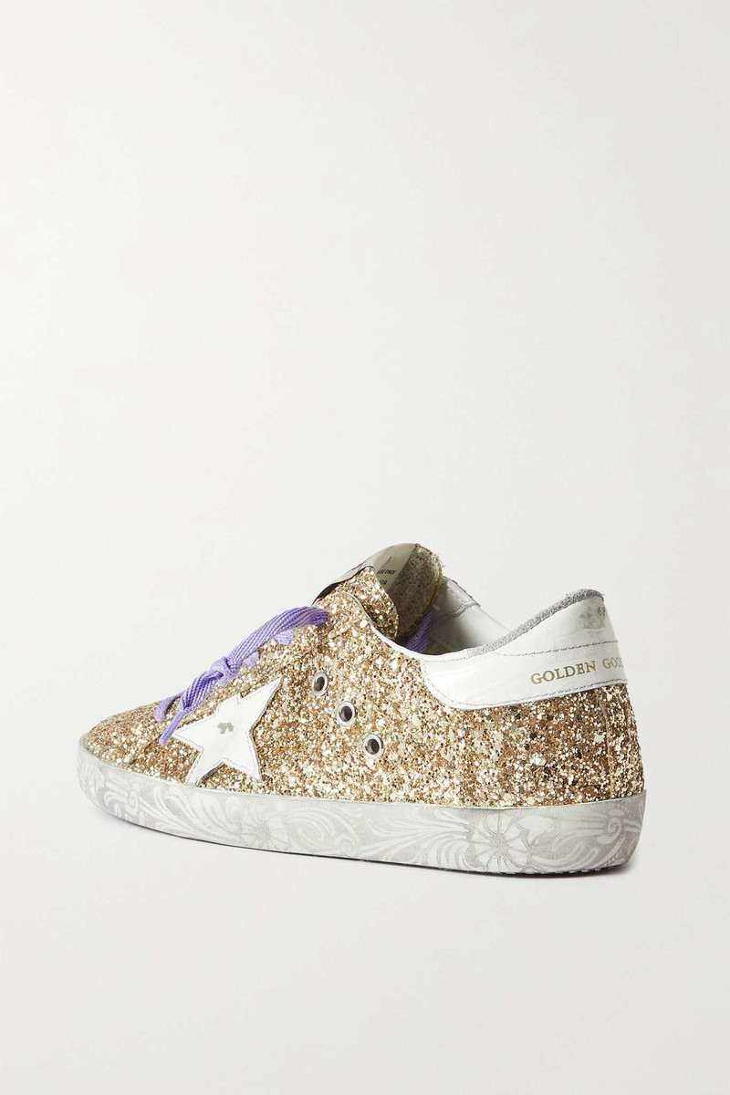 Super-Star distressed glittered leather sneakers 3
