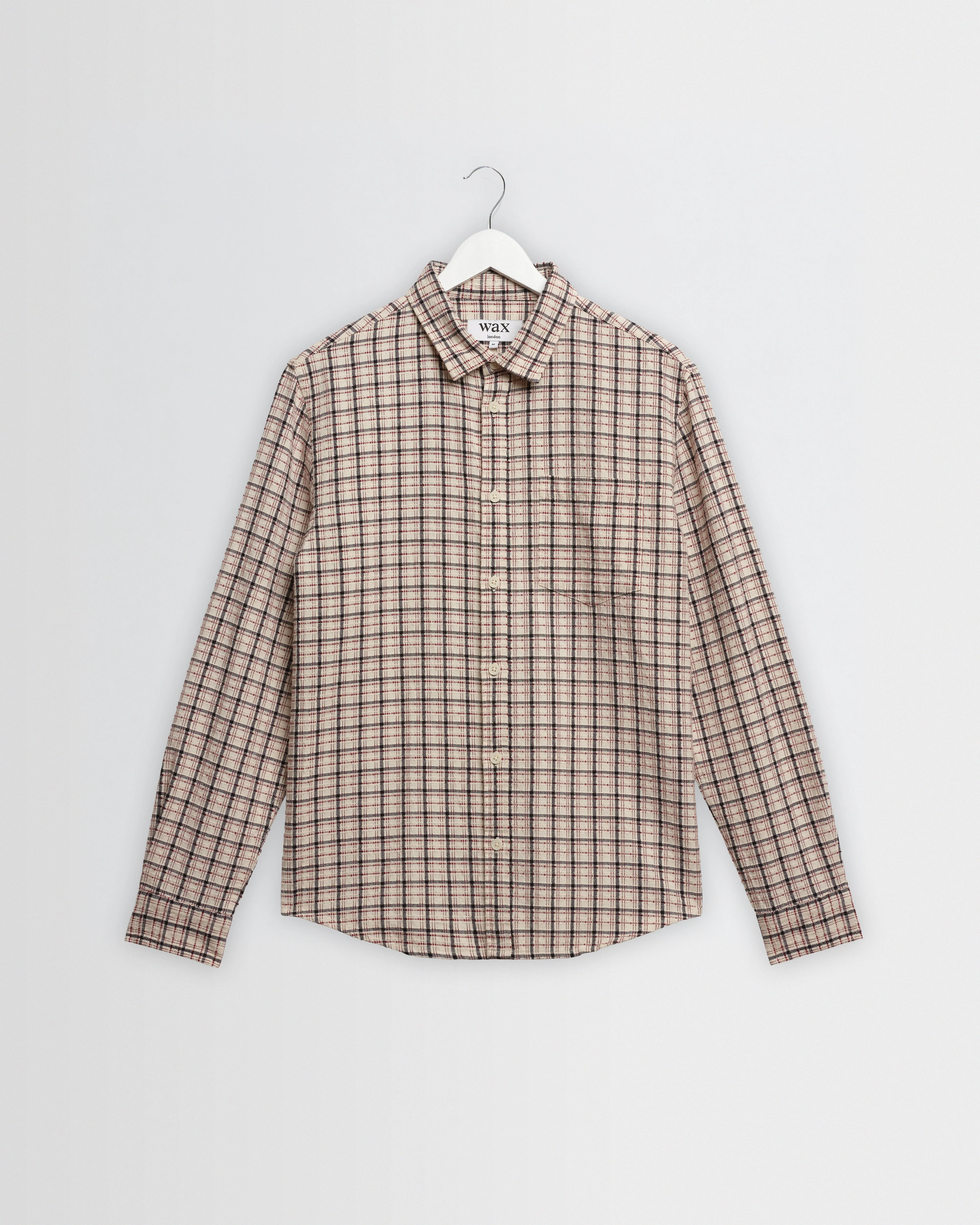 Shelly - Ecru And Red Check Dobby Cotton Shirt - 1