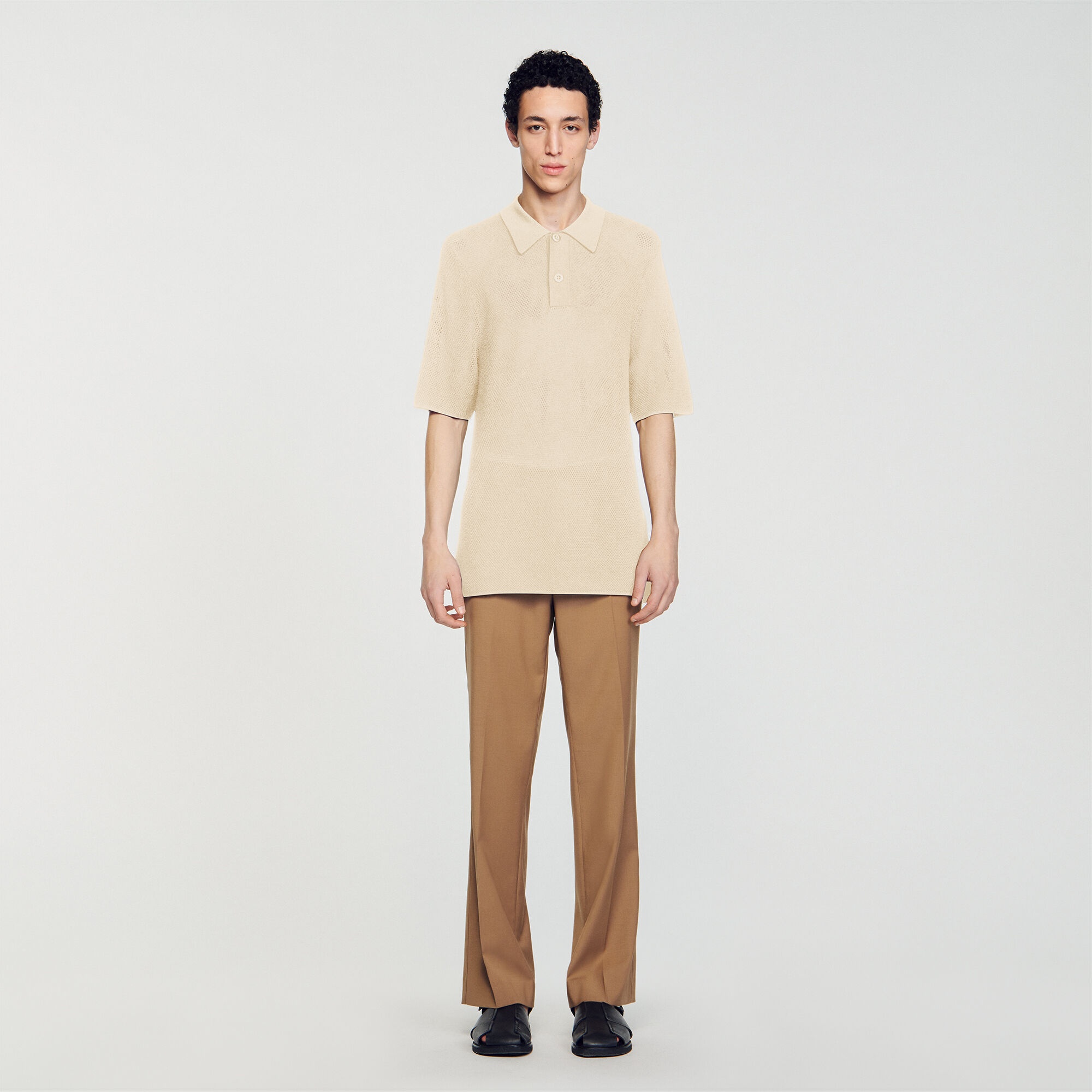 OPENWORK KNIT POLO SHIRT - 3
