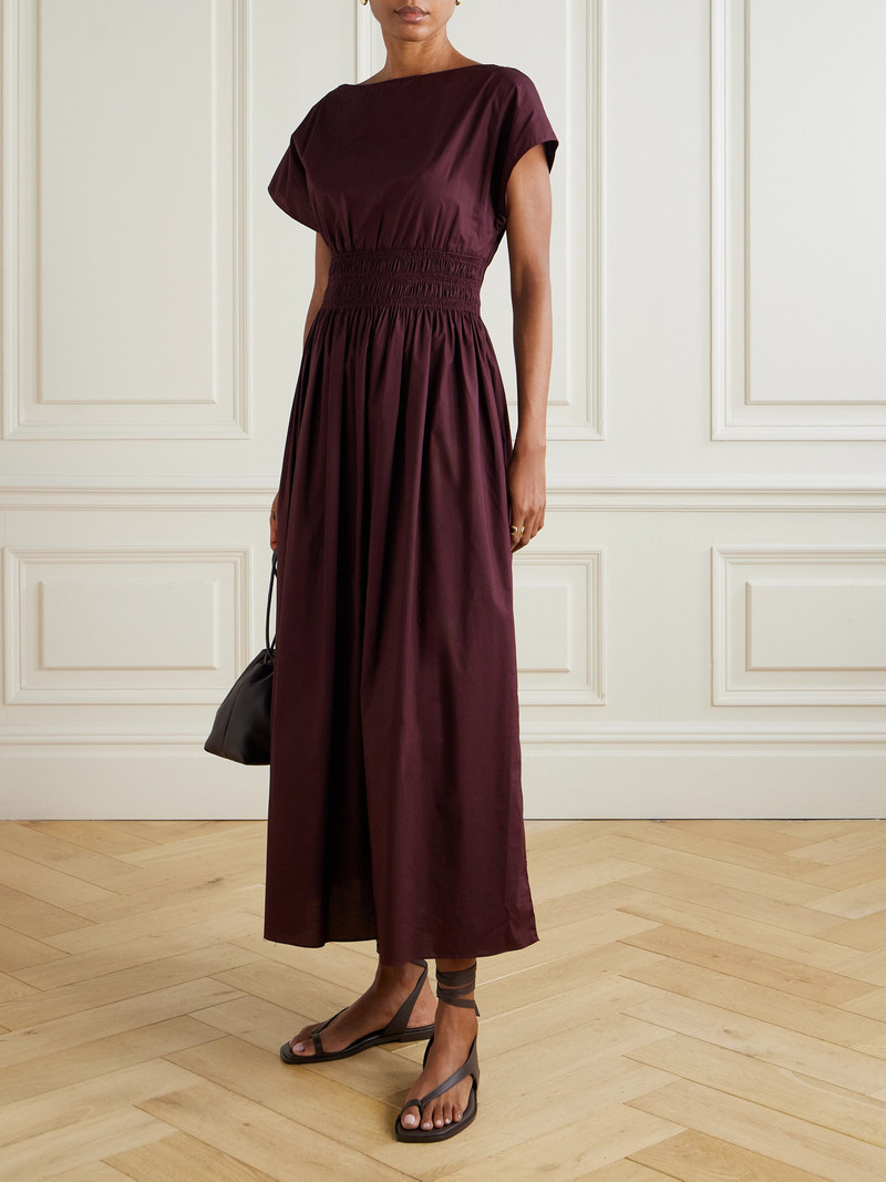 MATTEAU Shirred Organic Cotton-poplin Midi Dress outlook