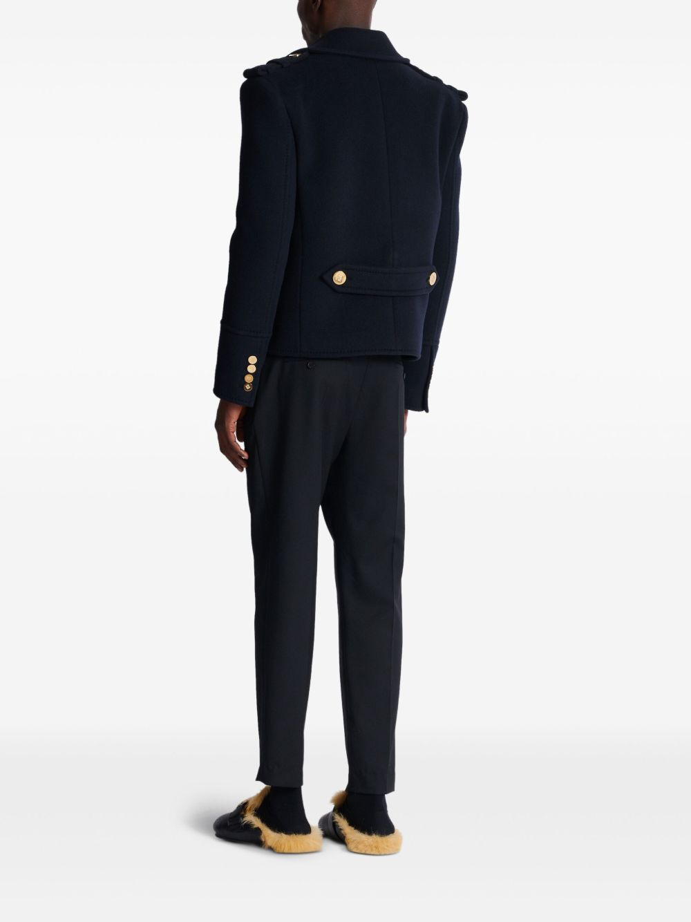 cropped reefer jacket - 4