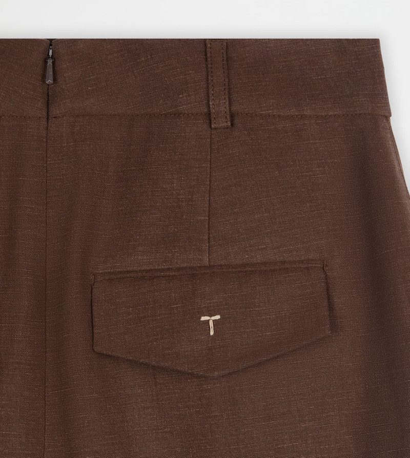MIDI SKIRT IN LINEN - BROWN 8