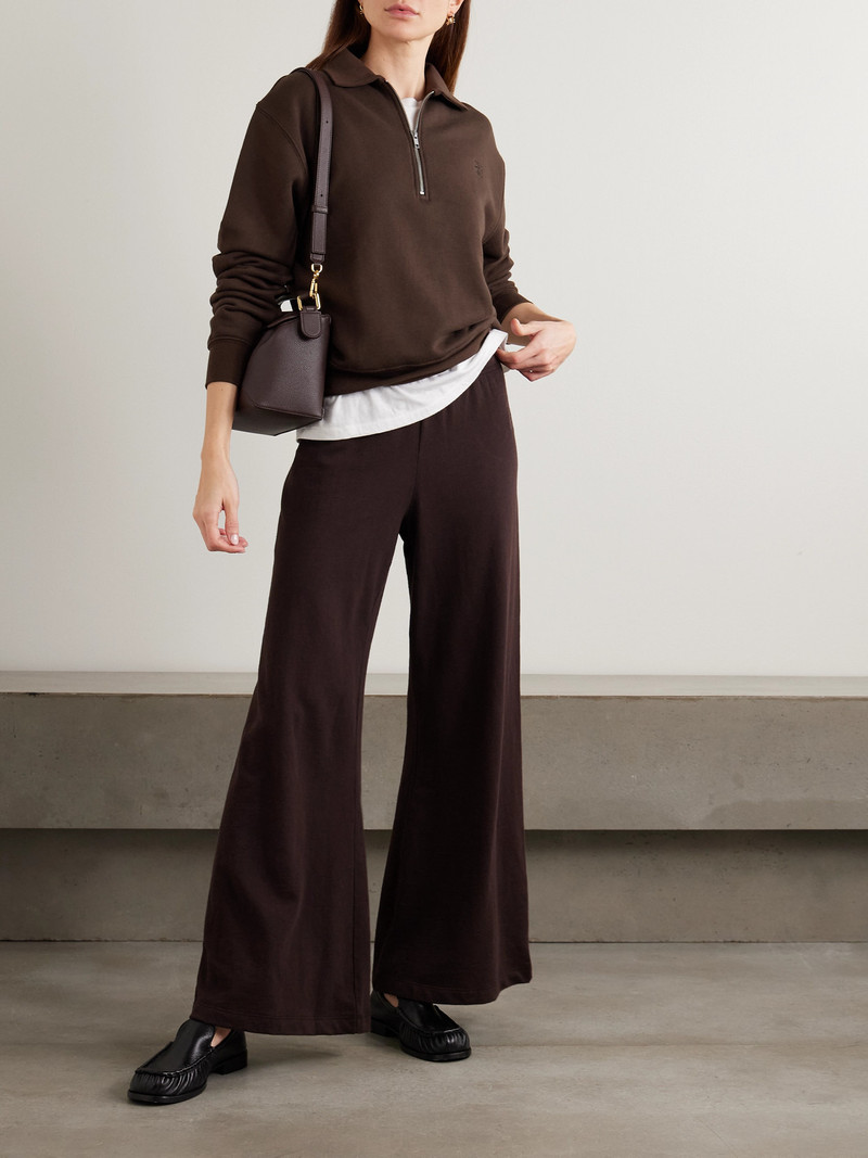 ÉTERNE Embroidered French Cotton And Modal-blend Terry Half-zip Sweatshirt outlook