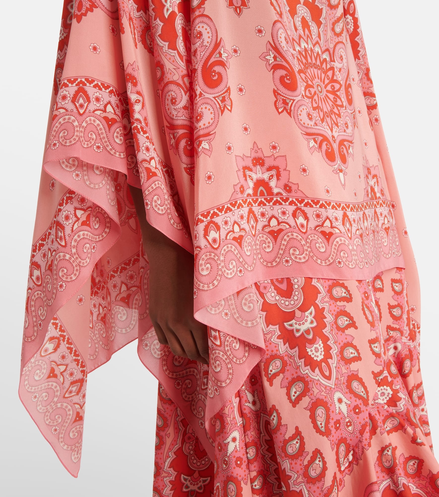 Printed silk poncho - 5