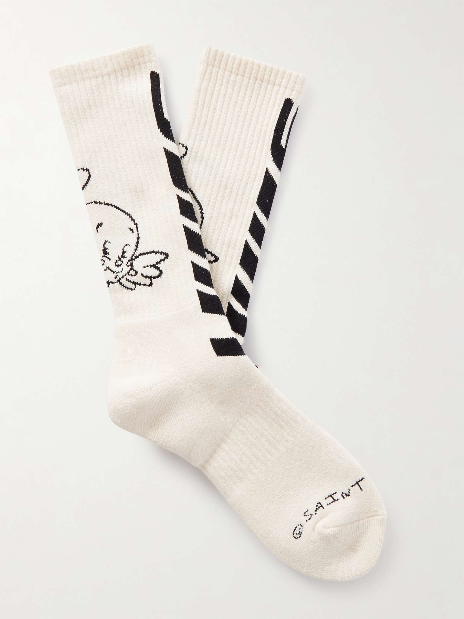 Ribbed Cotton-Blend Jacquard Socks - 1
