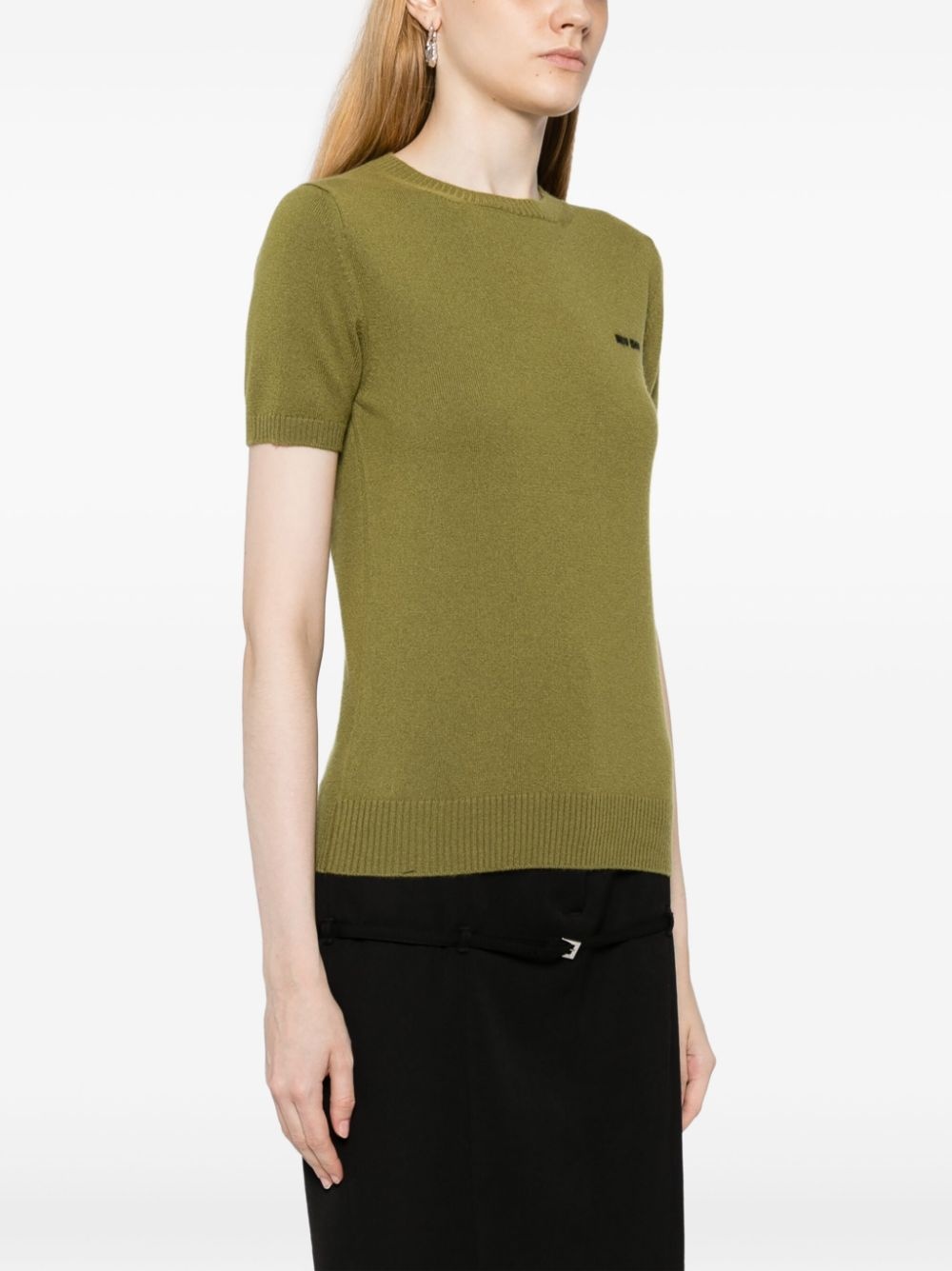 logo-intarsia cashmere top - 3