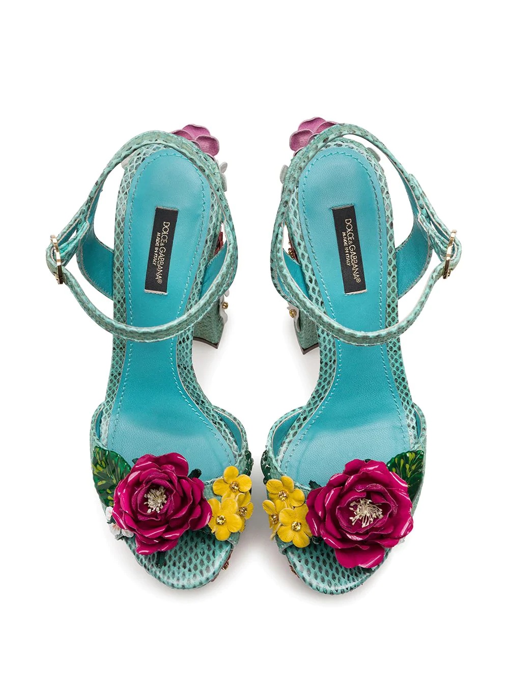 floral appliqué sandals - 4