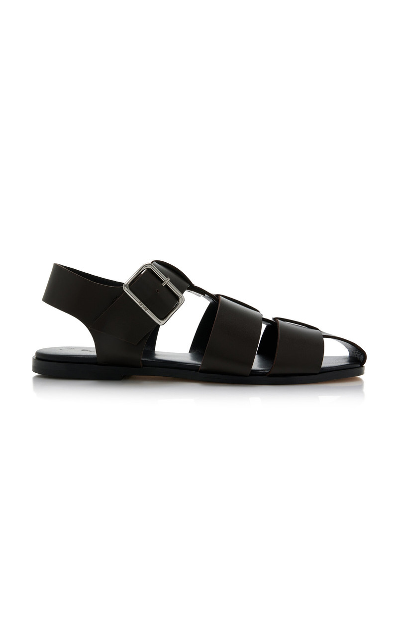 Whit Leather Fisherman Sandals brown - 1