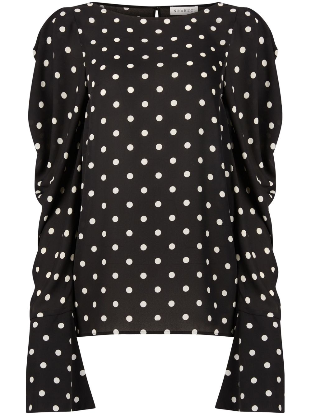 polka-dot puff-sleeves blouse - 1