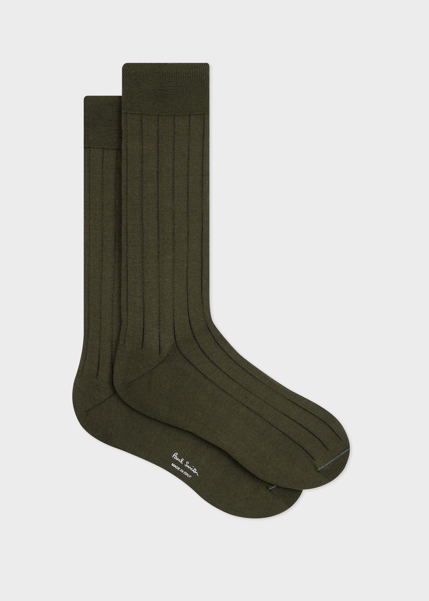 Khaki Cotton Ribbed Socks - 1