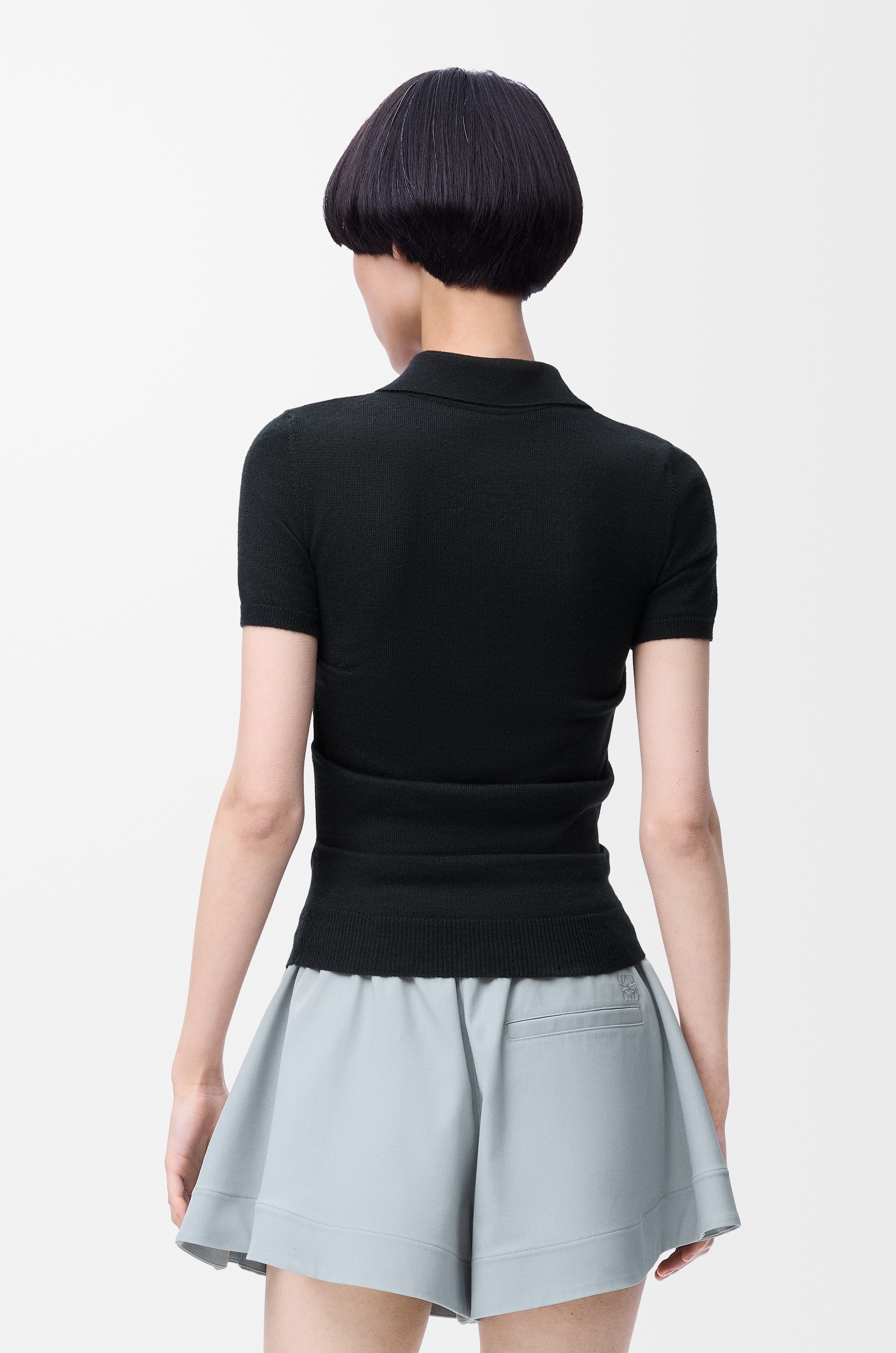 Short sleeve polo sweater in cashmere and silk - 4