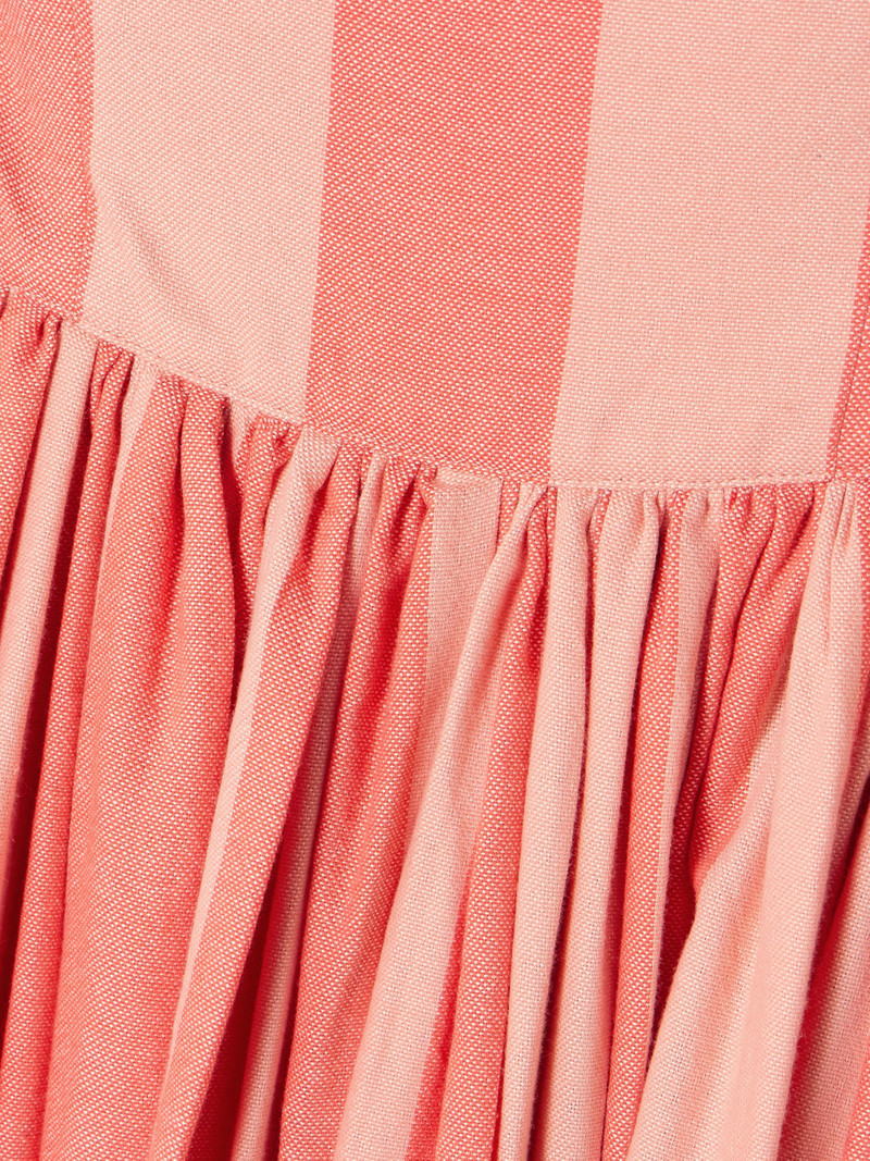 Strapless Gathered Striped Cotton Maxi Dress 4