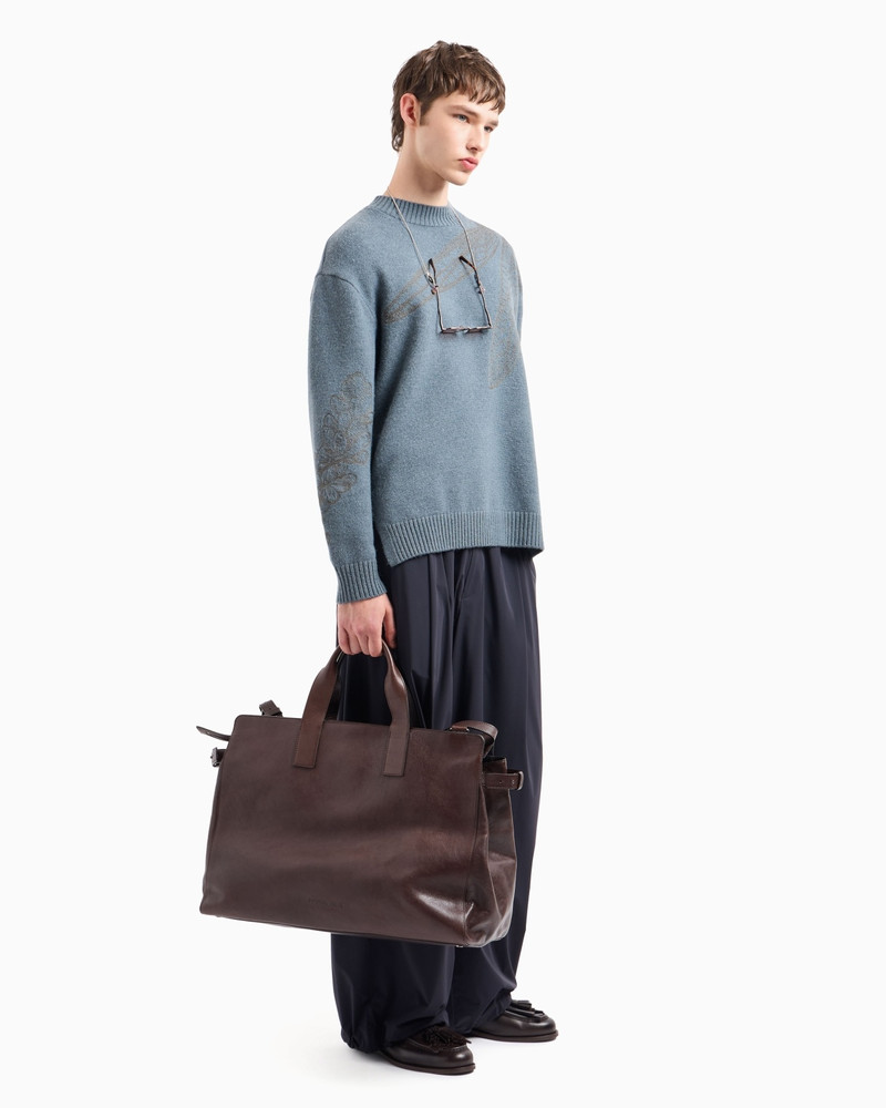 EMPORIO ARMANI ALPACA-BLEND JUMPER WITH FLOWER AND DRAGONFLY EMBROIDERY outlook