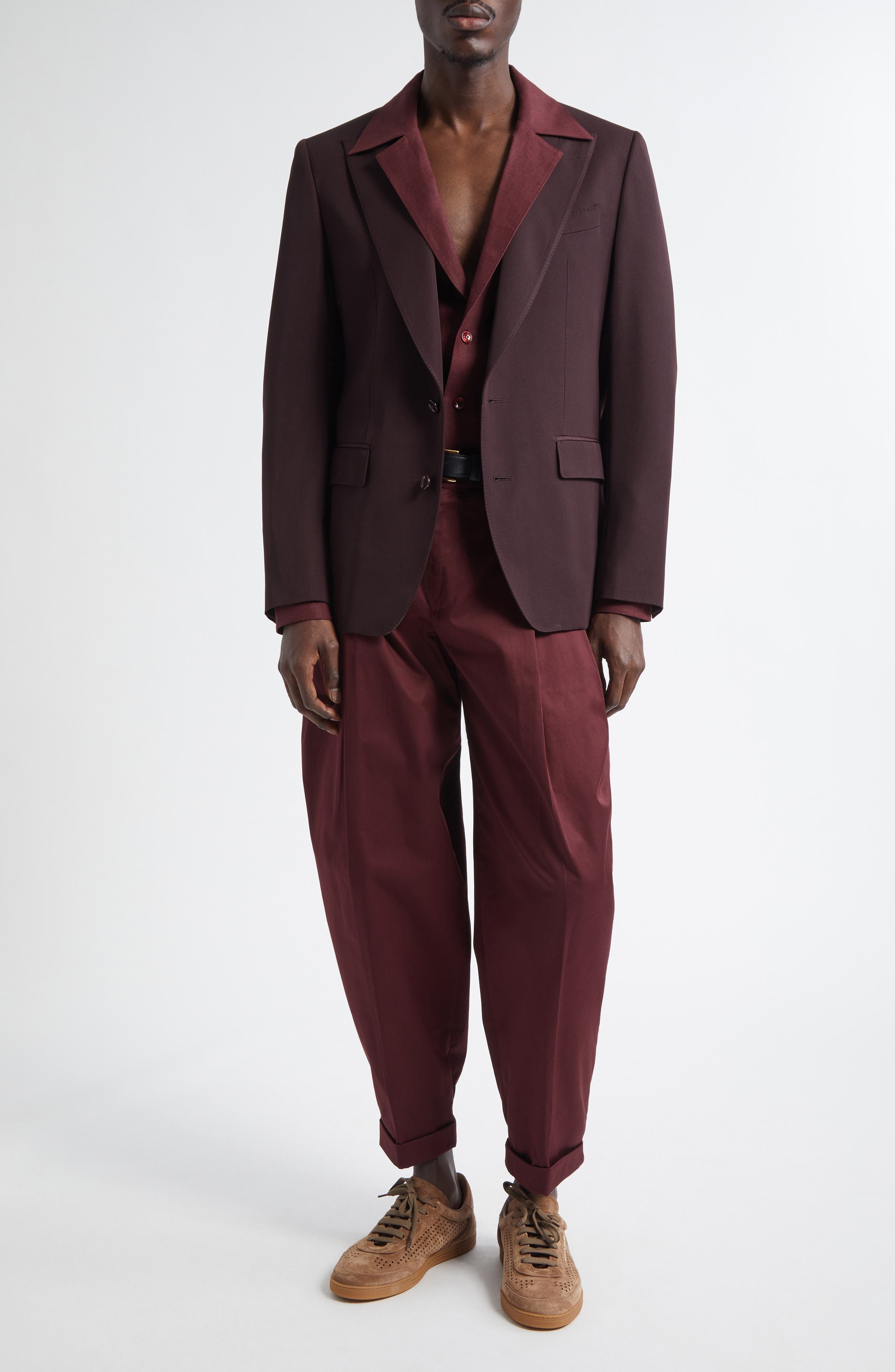 Dolce&Gabbana Single Breasted Wool Blazer in M5039 Brown Dark Violet at Nordstrom - 2