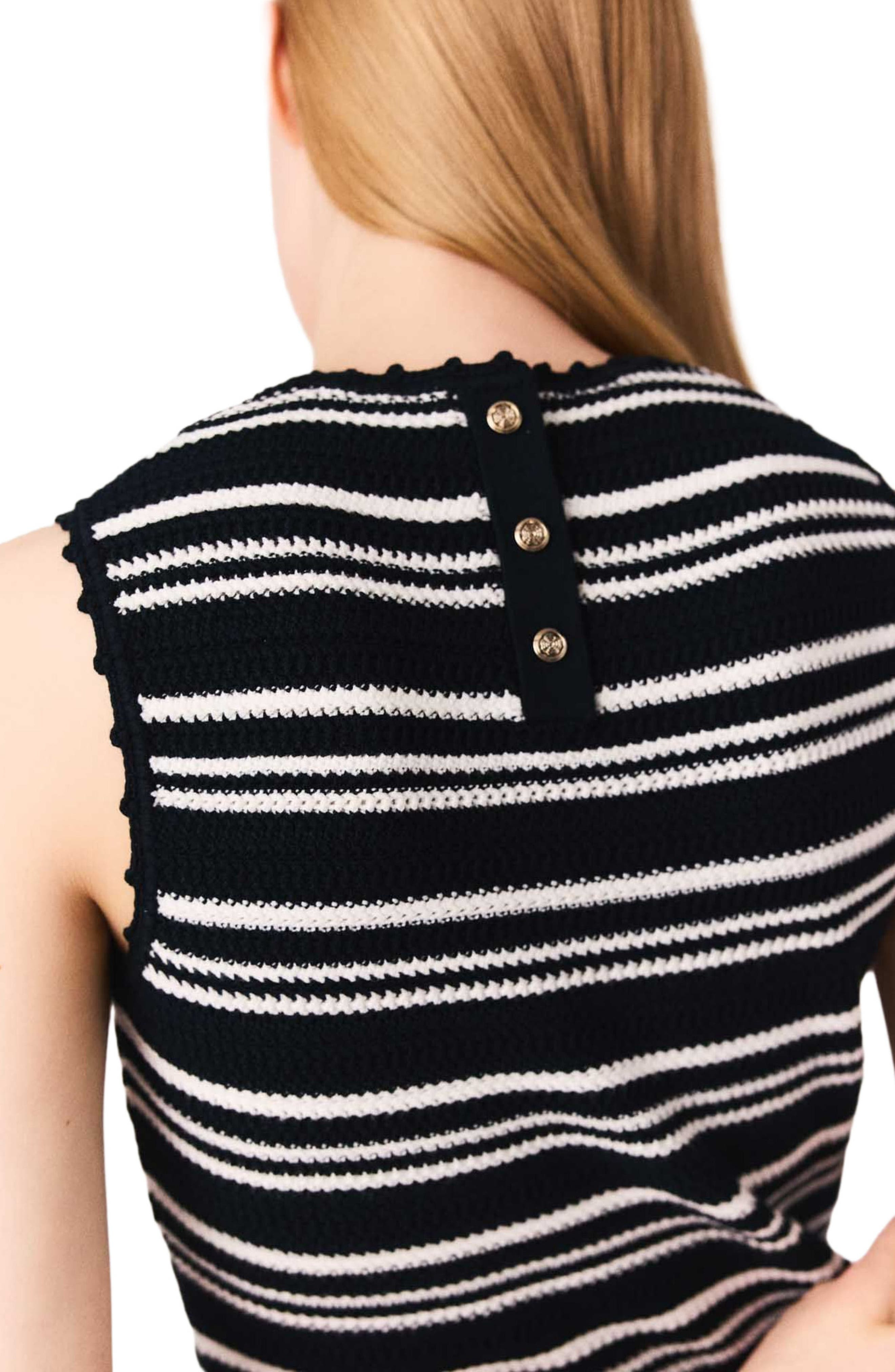 maje Striped mini crochet dress in Navy/white at Nordstrom - 5