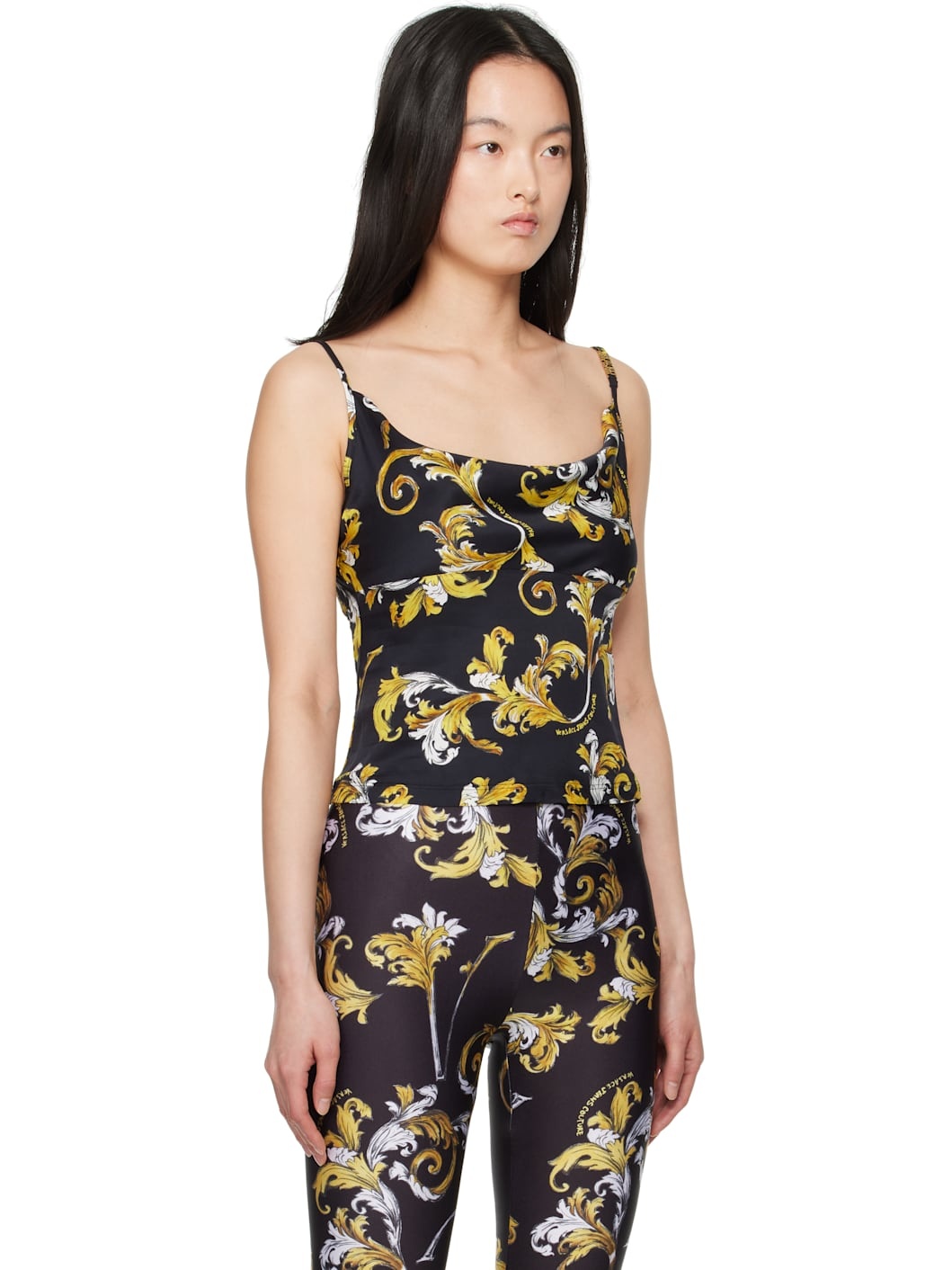 Balck & Yellow Outline Barocco Camisole - 2