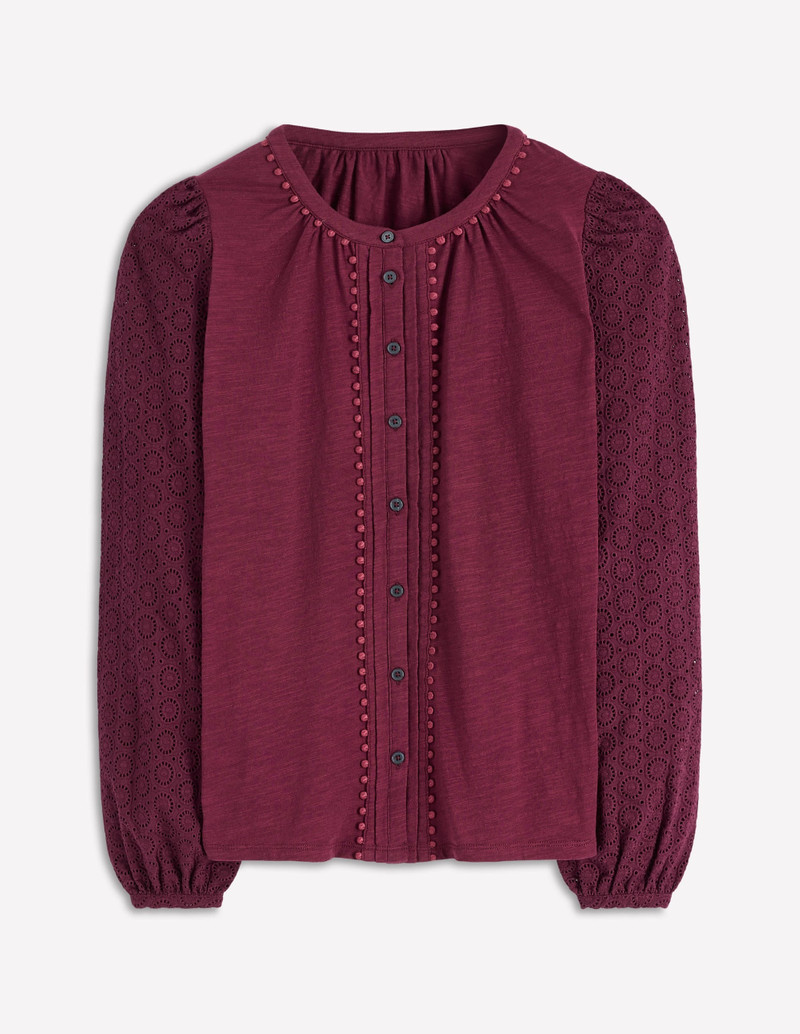 Eden Broderie Jersey Shirt-Deep Wisteria 1
