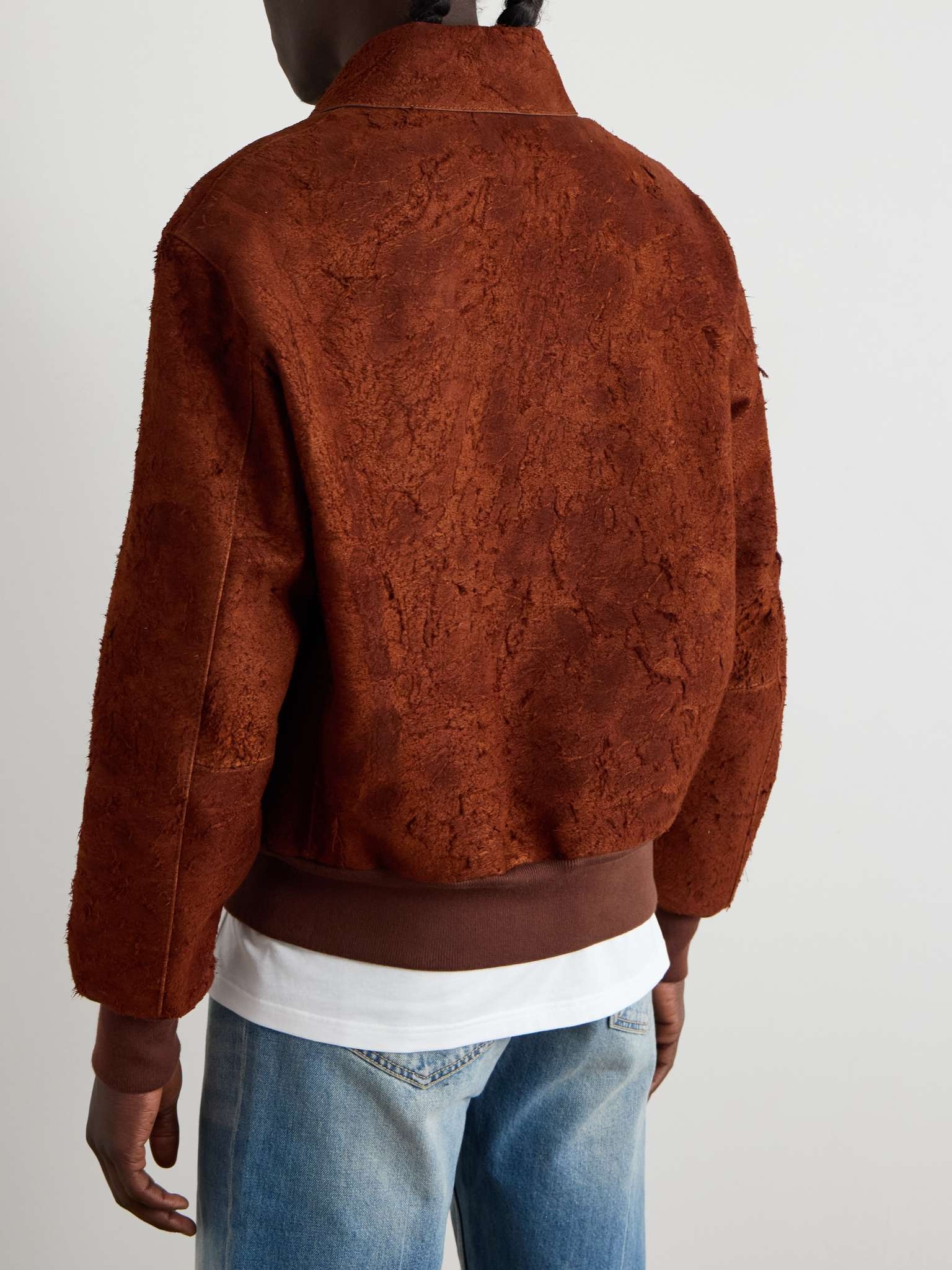 Textured-Suede Bomber Jacket - 3