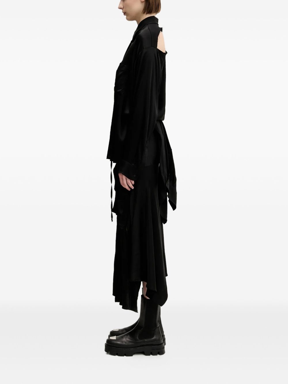 ruffled satin dress - 3
