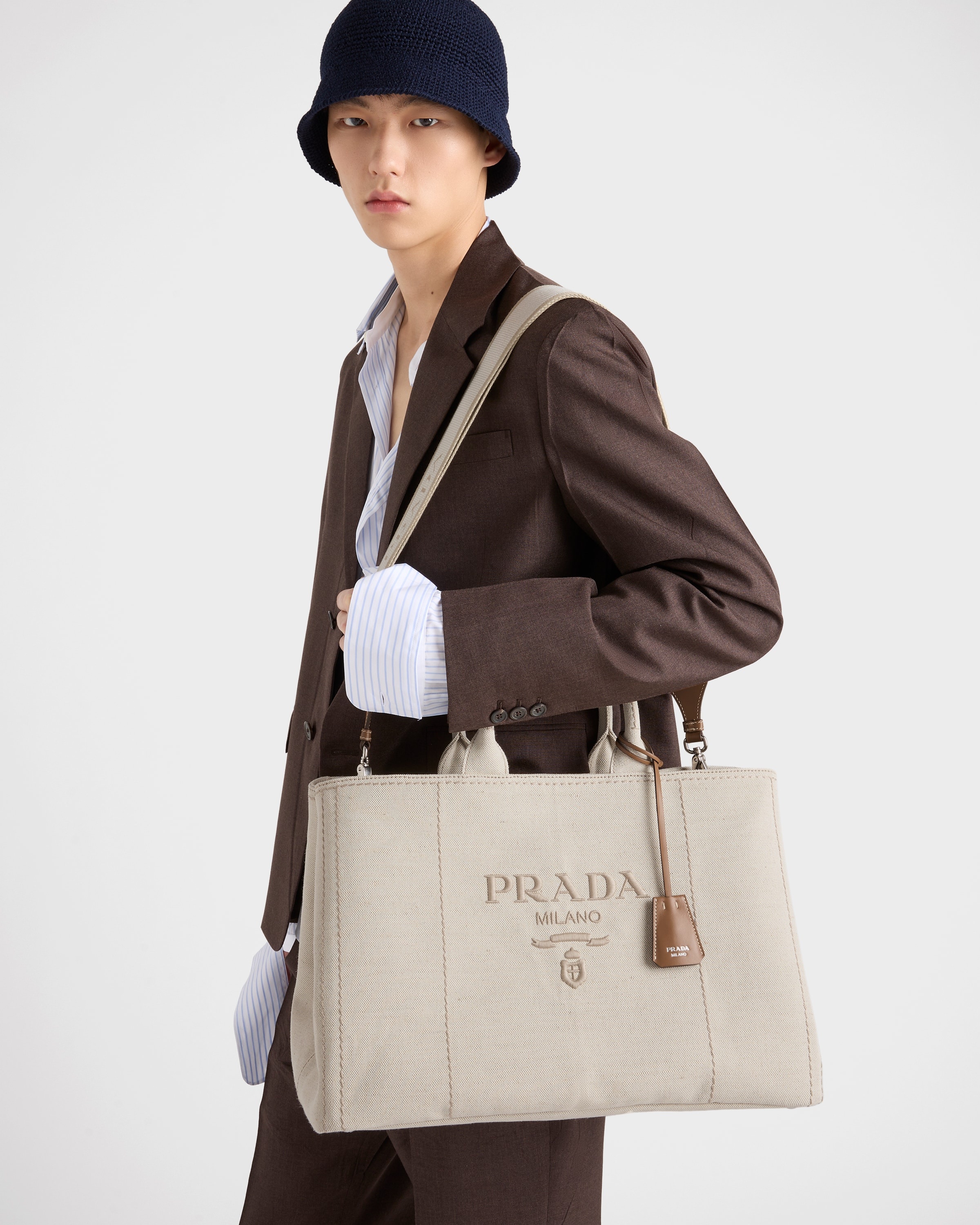 Prada Jardinière extra large linen blend tote bag - 7