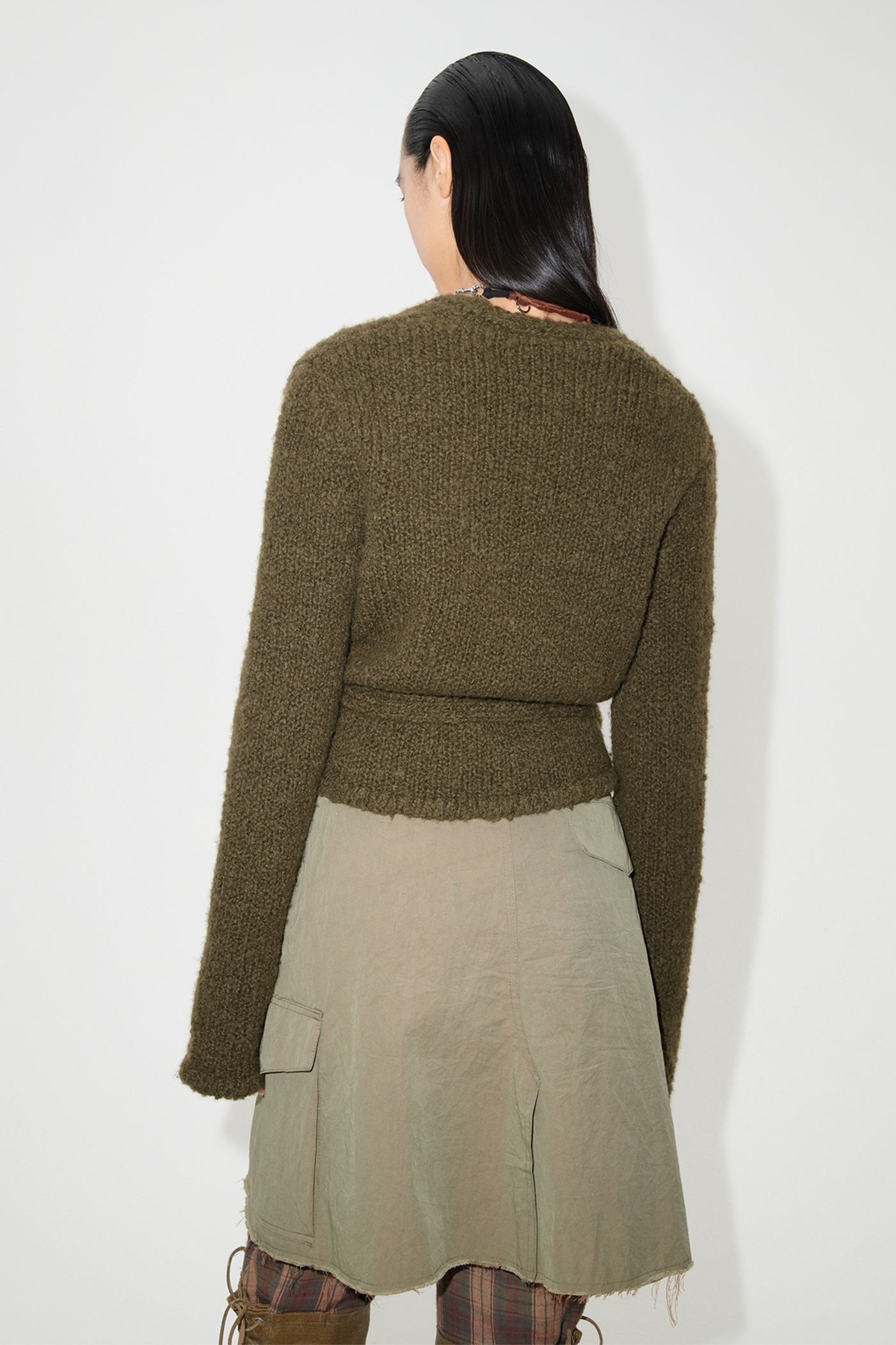 Wrap Knit Olive Cartoon Wool - 6