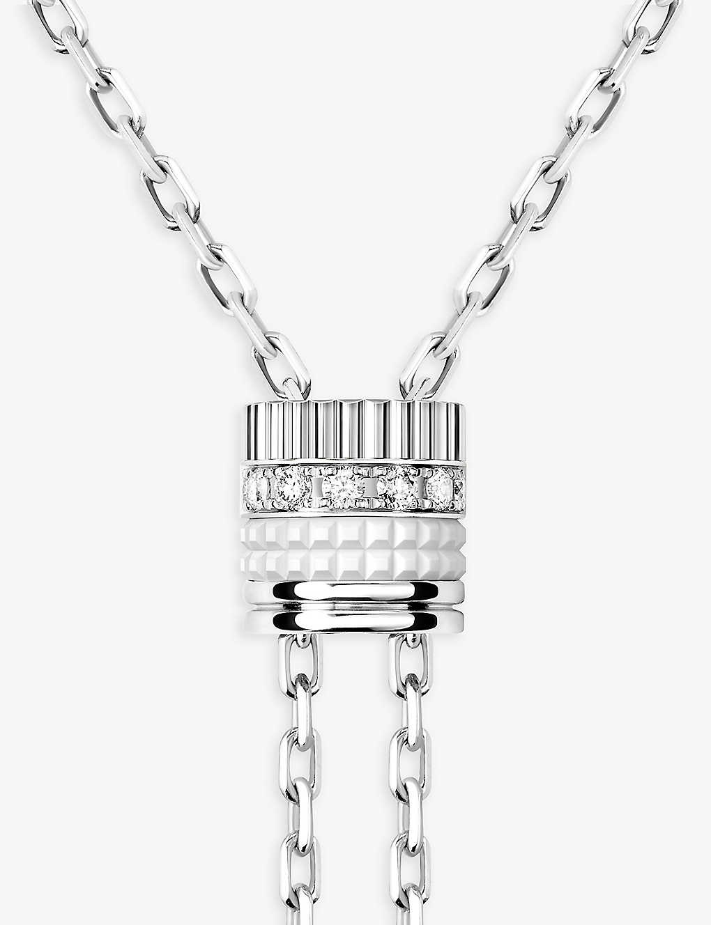 Quatre Double White 18ct white-gold and 0.18ct diamond necklace - 3