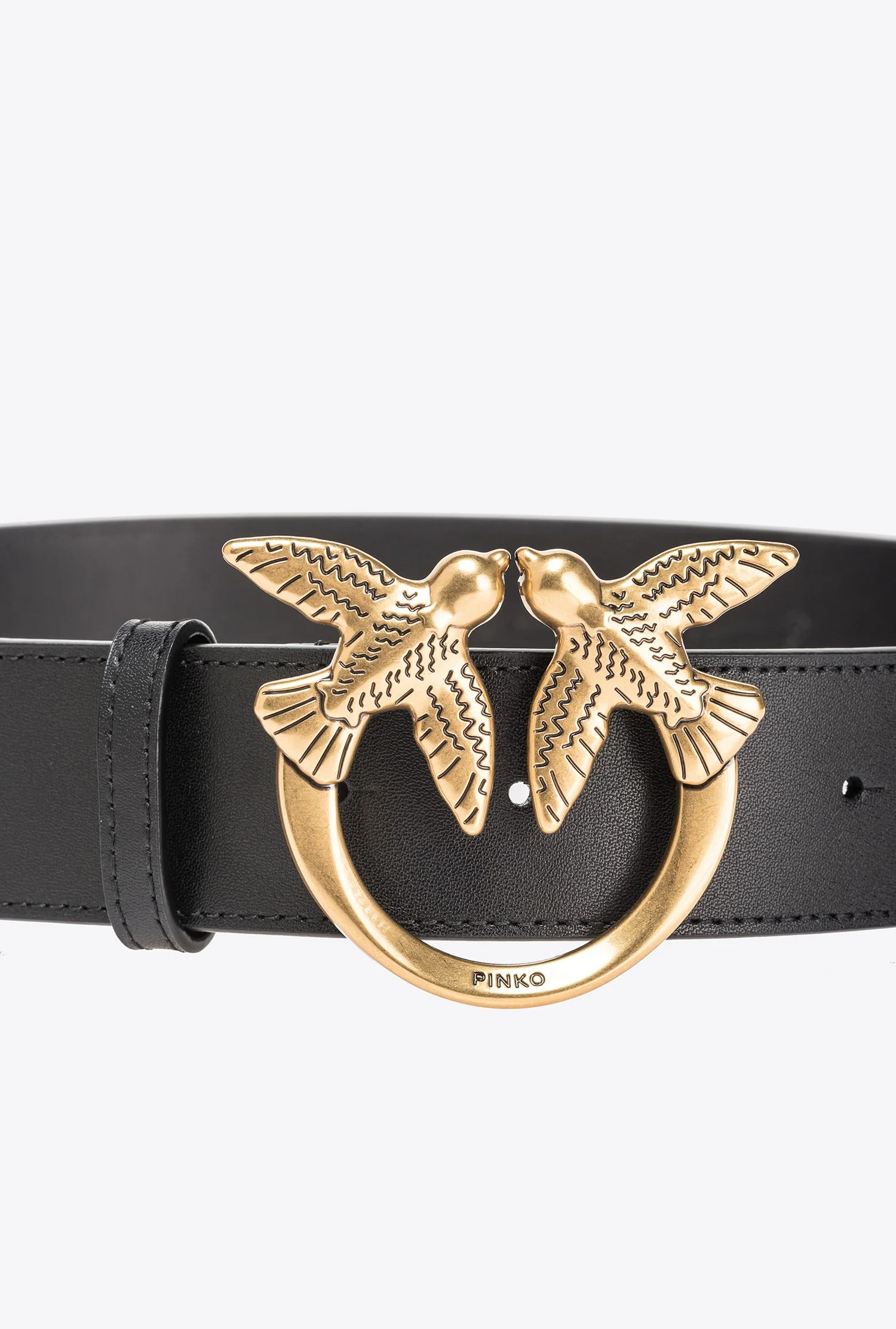 Pinko Love Birds Leather Belt Pinko Love Birds Leather Belt Black Old Silver Pinko main image 3