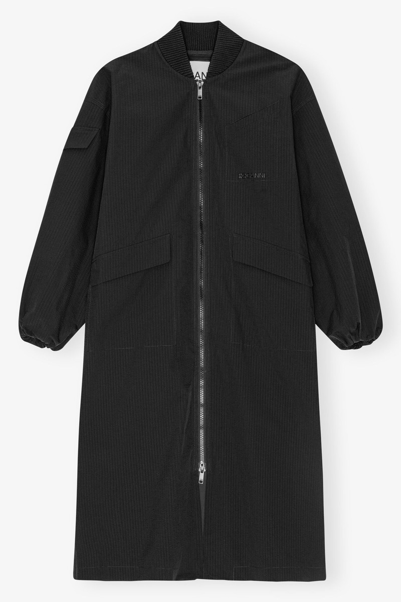 TECH SEERSUCKER OVERSIZED SHELL COAT 1