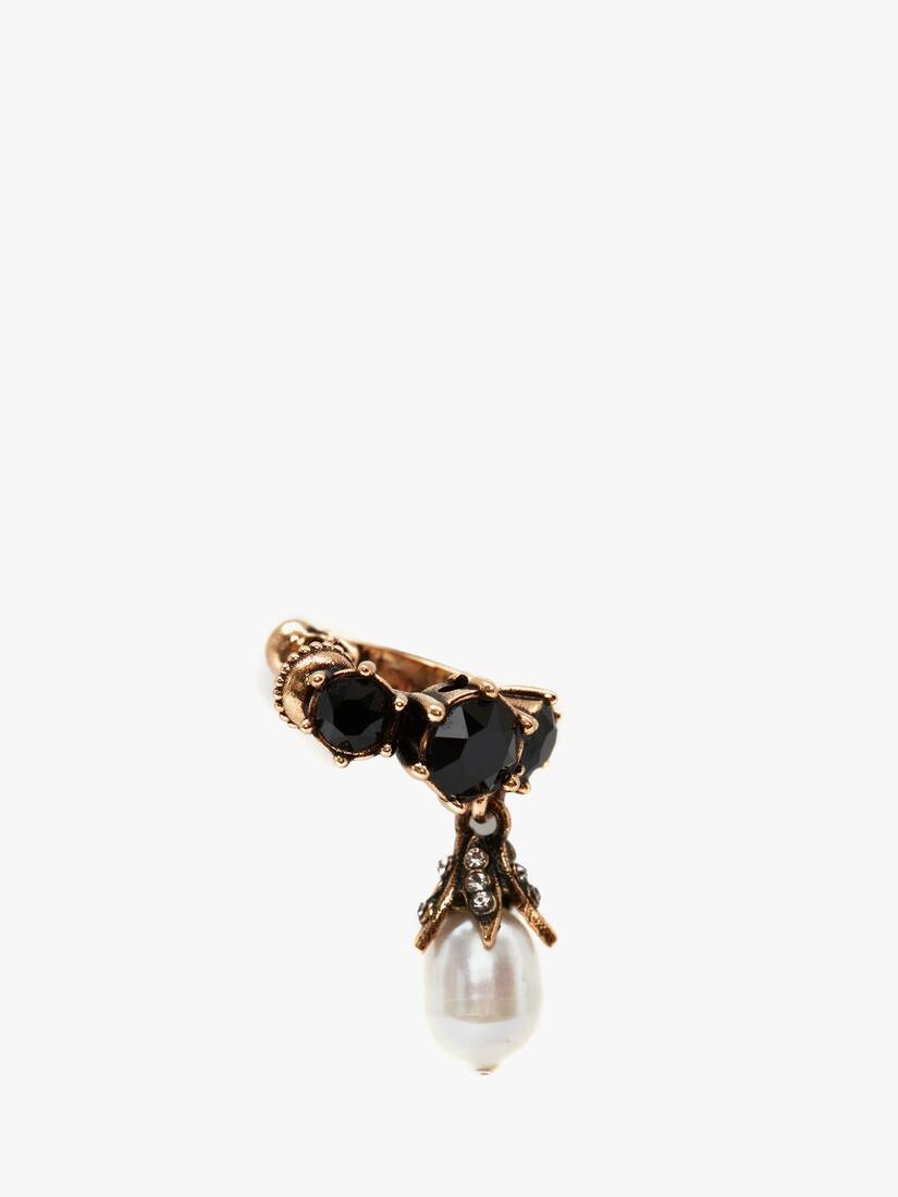 Jewelled Mini Ear Cuff in Antique Gold - 1