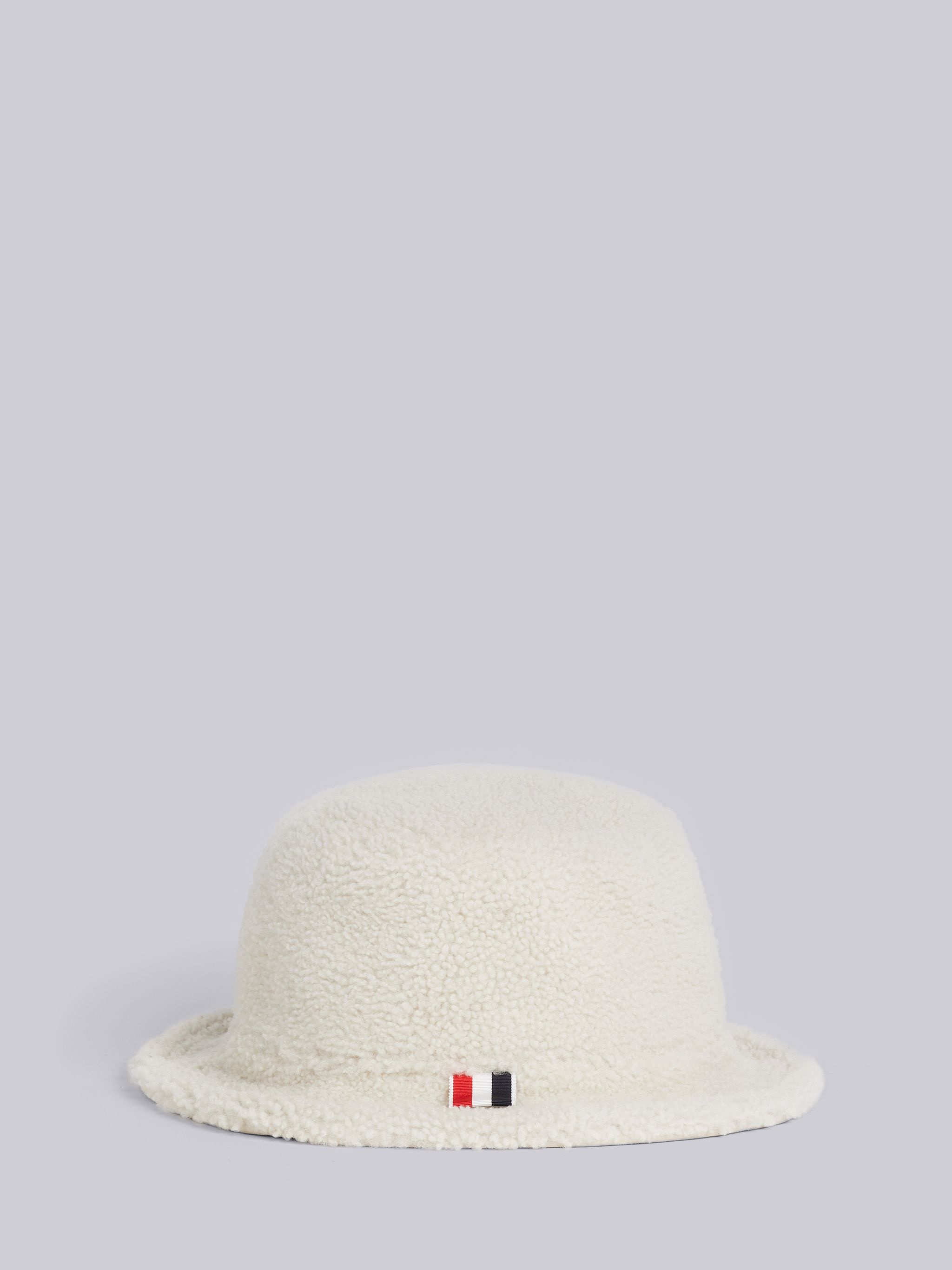 White Shearling Bucket Hat - 4
