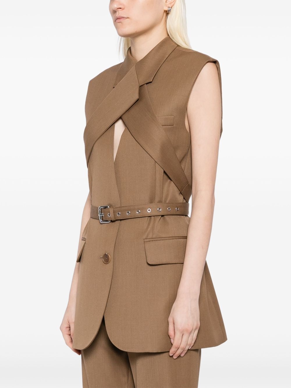 cris-cross sleeveless jacket - 3