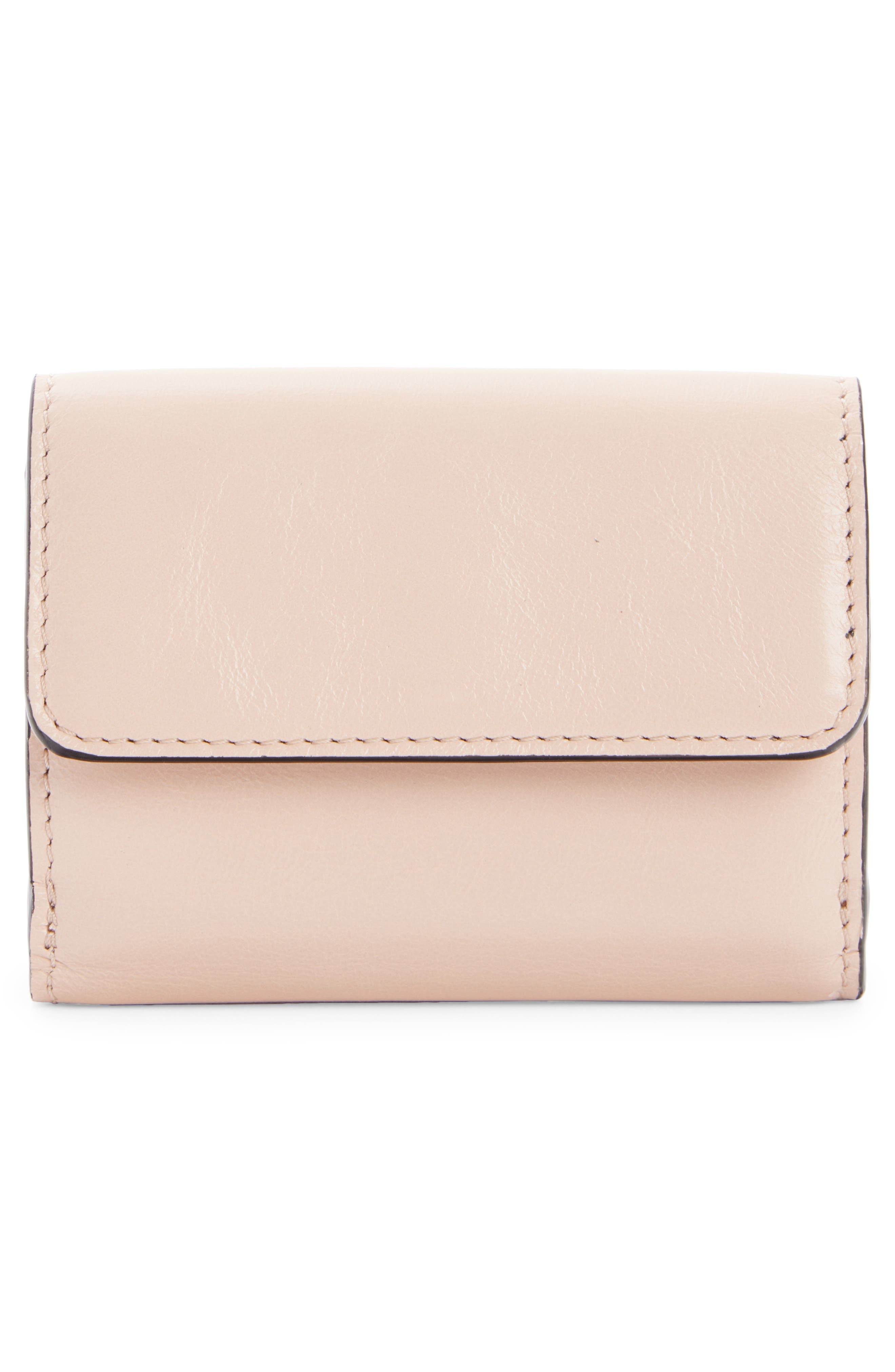 Mini Chloé Iconic Shiny Leather Trifold Wallet in 6J5 Cement Pink at Nordstrom - 3
