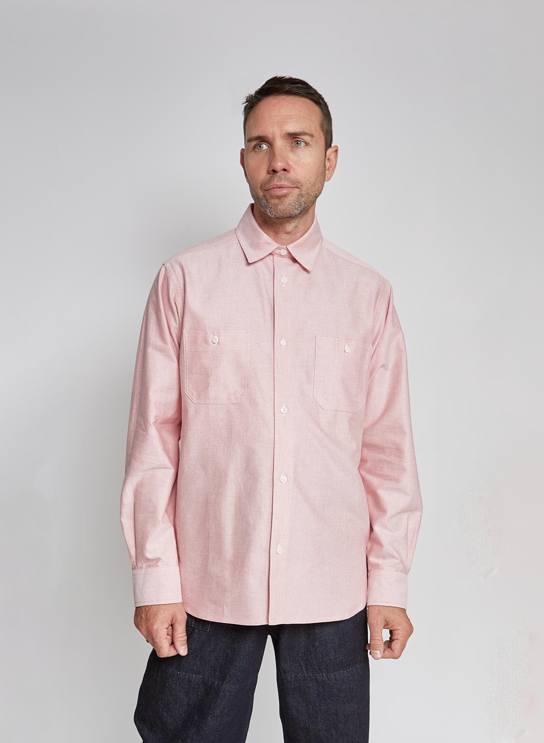 Utility Oxford Work Shirt in Pink - 3