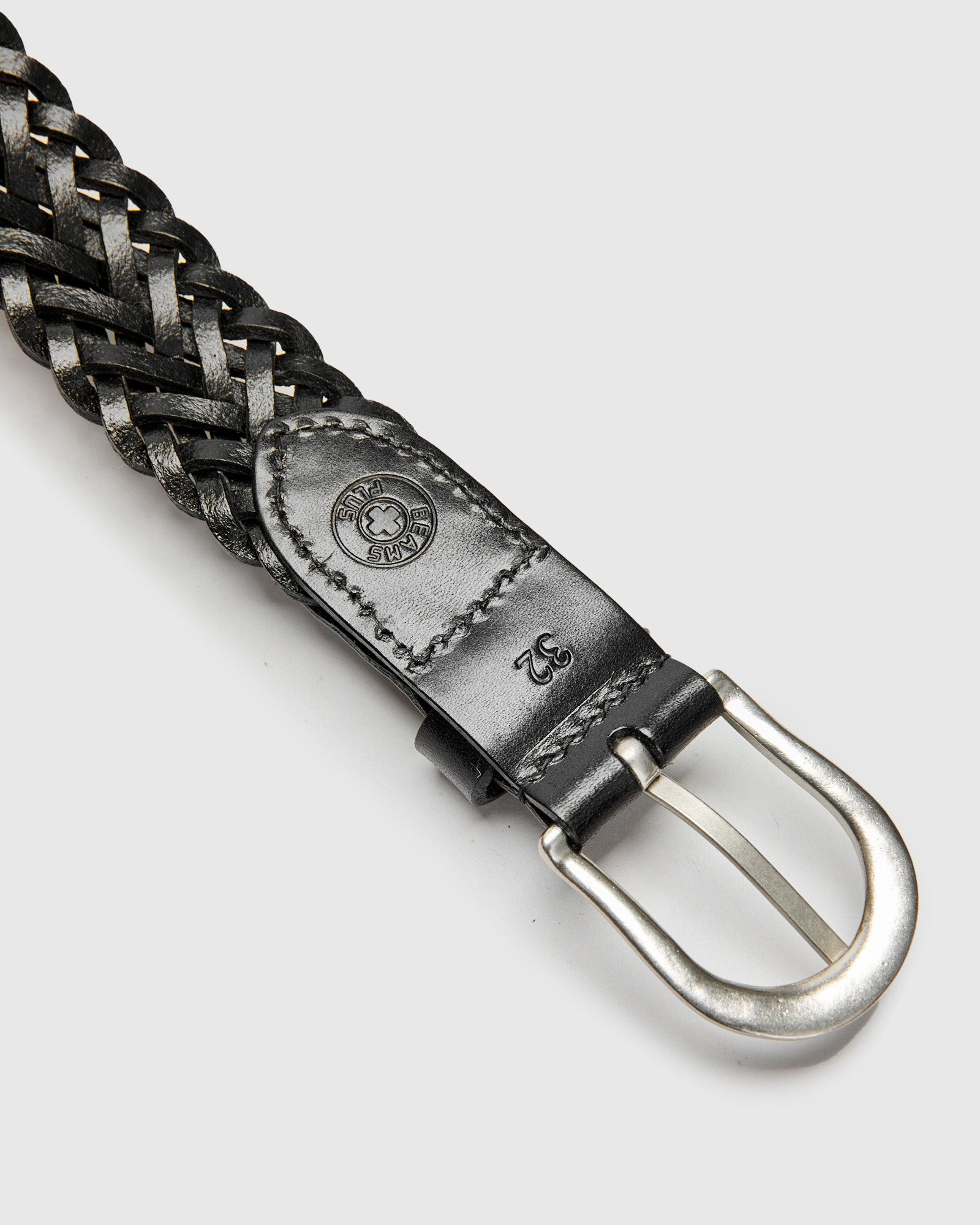 Braided Leather Mesh Belt in Black - 3