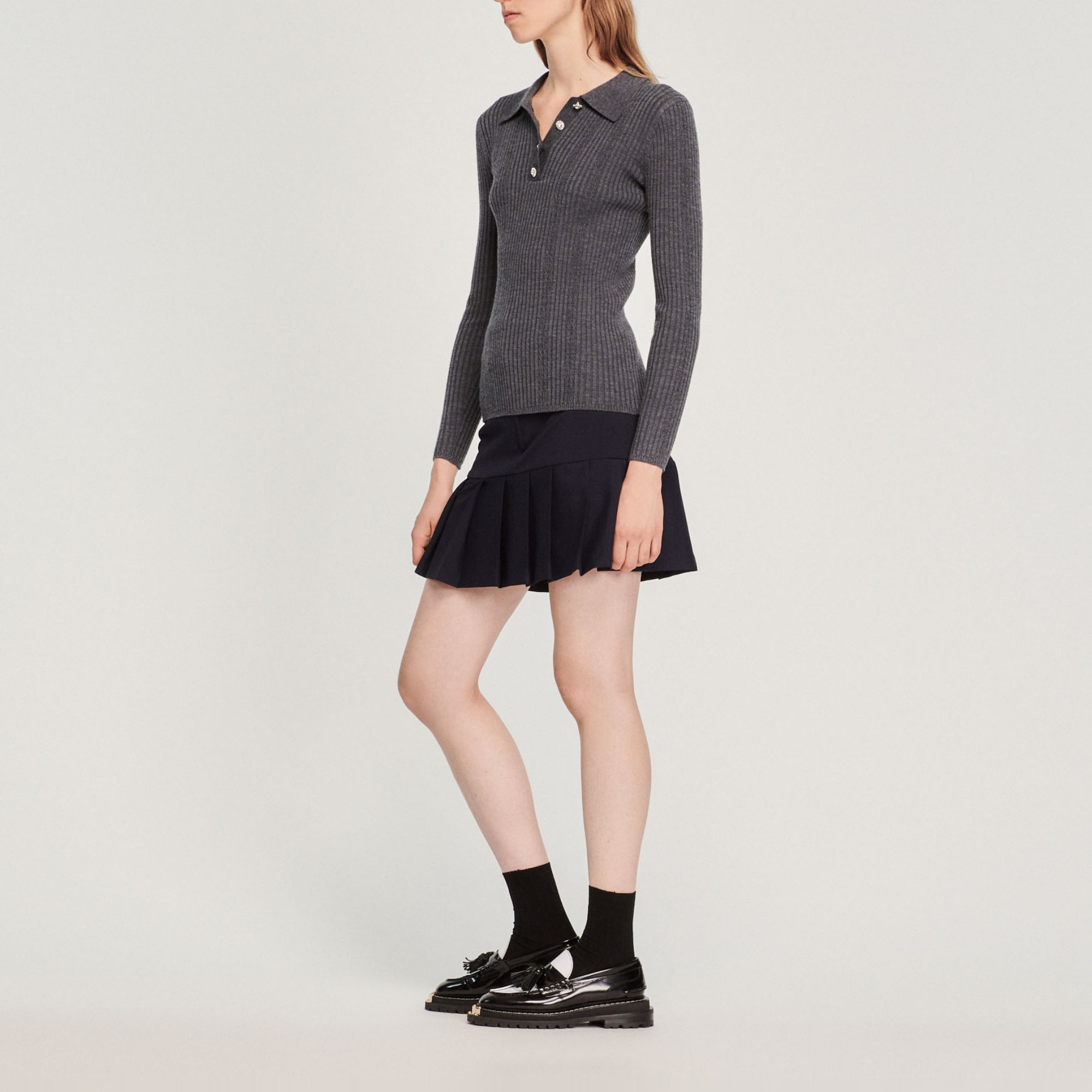 Knit sweater with jewel buttons - 7