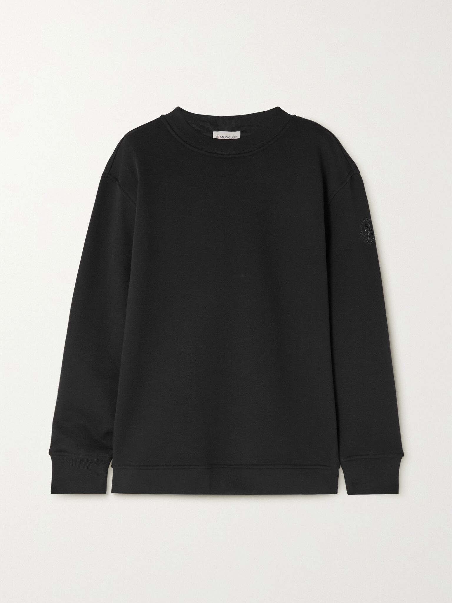 Paneled shell and cotton-jersey sweatshirt Black - 1