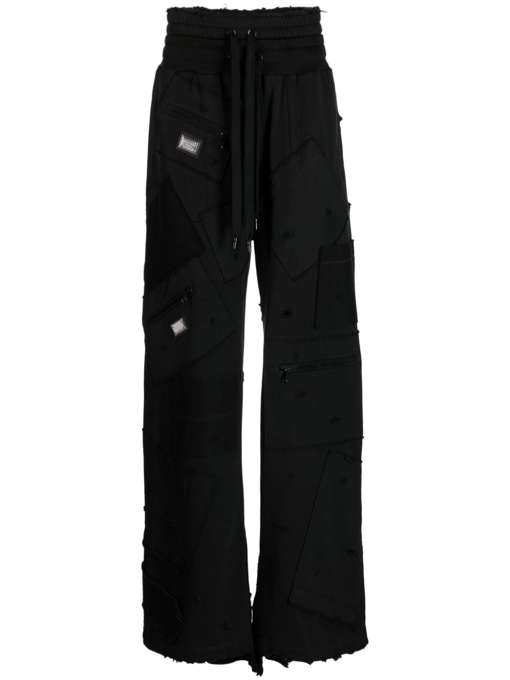 patchwork wide-leg track pants - 1