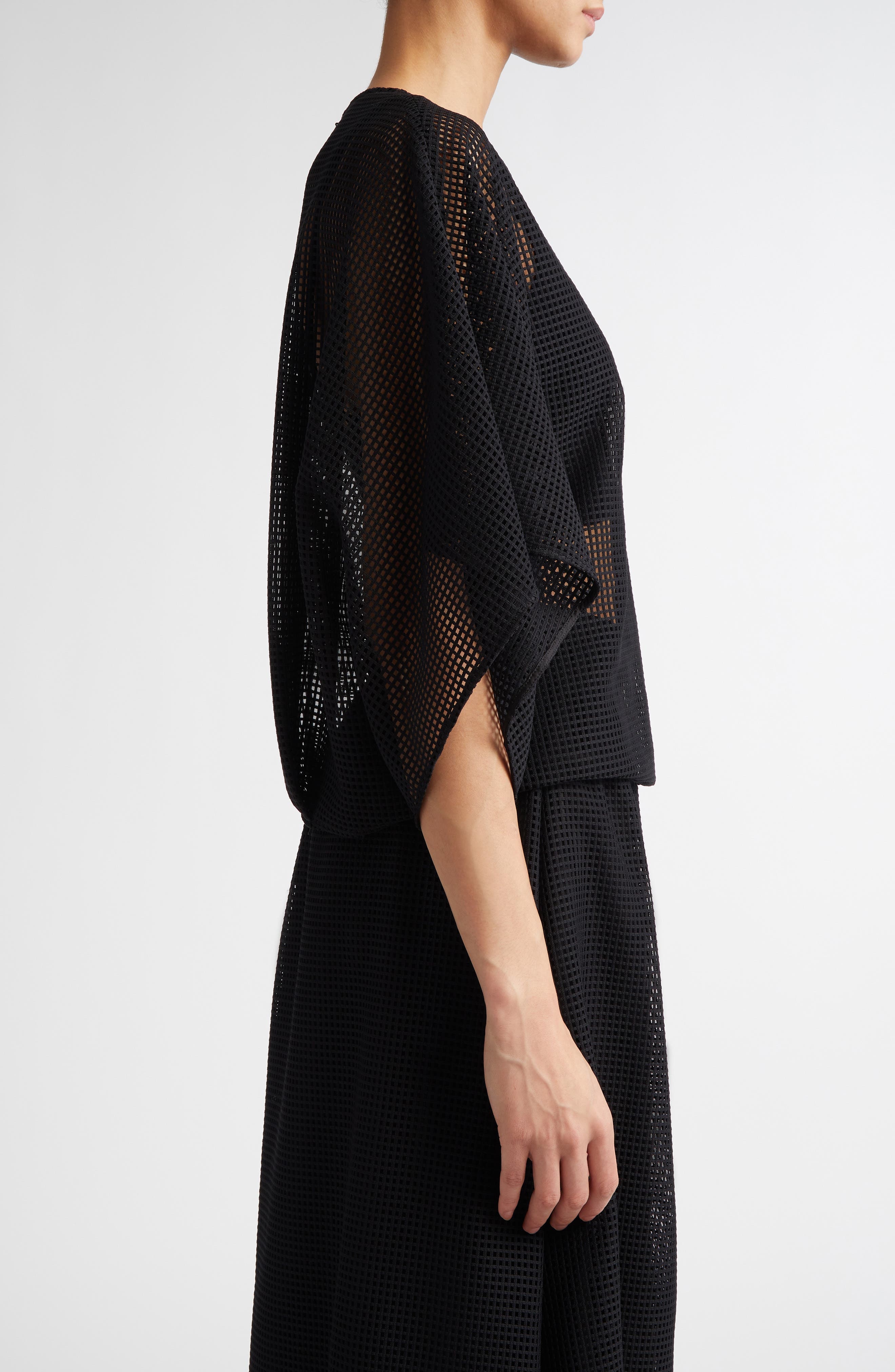 FFORME Tenley Draped Mesh Top in Black at Nordstrom - 4