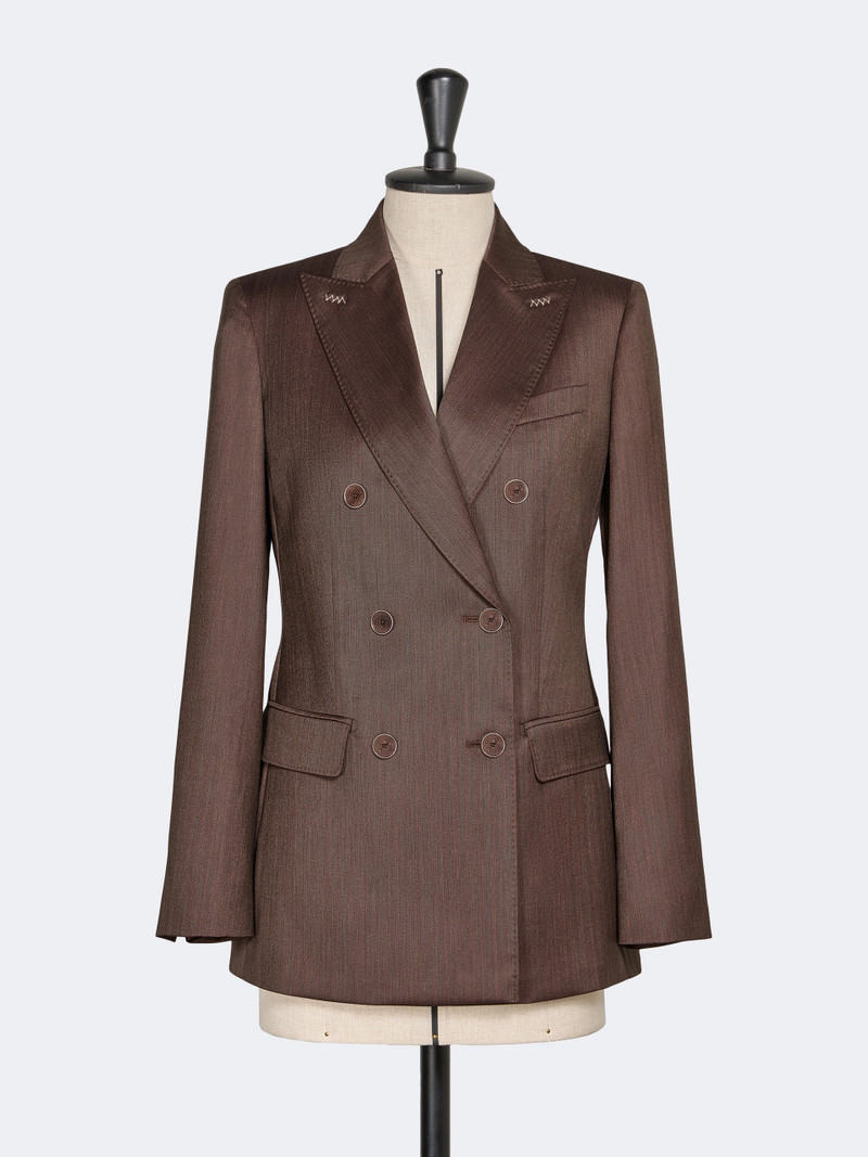 GATTINI Double-breasted wool and silk blazer - TOBACCO 1