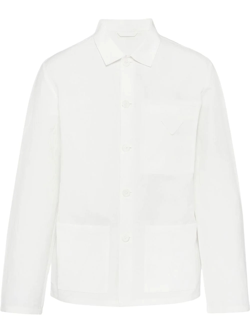 single-breasted linen shirt jacket - 1