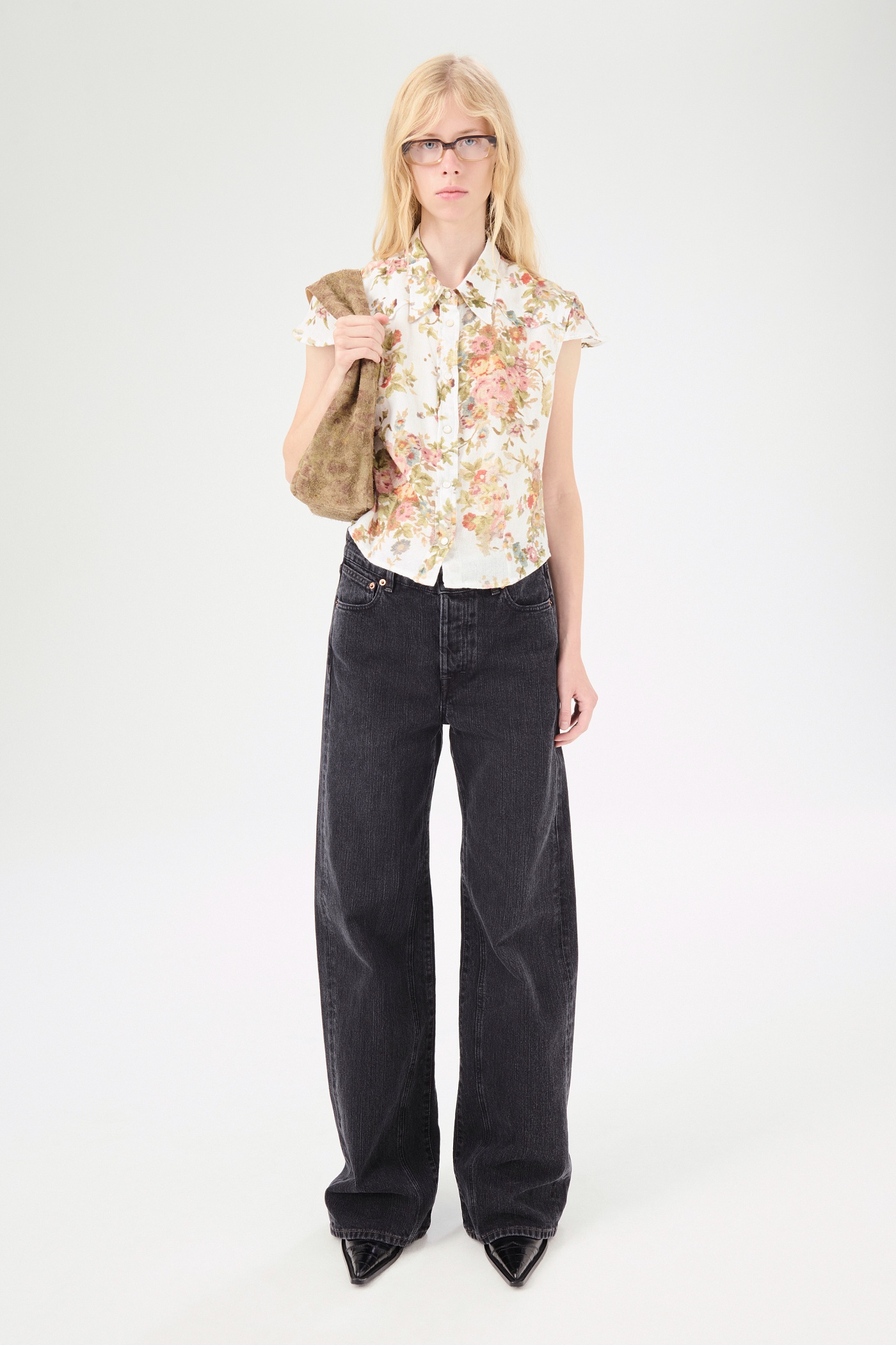 Daisy Shirt Shortsleeve White Floral Tapestry Print - 2