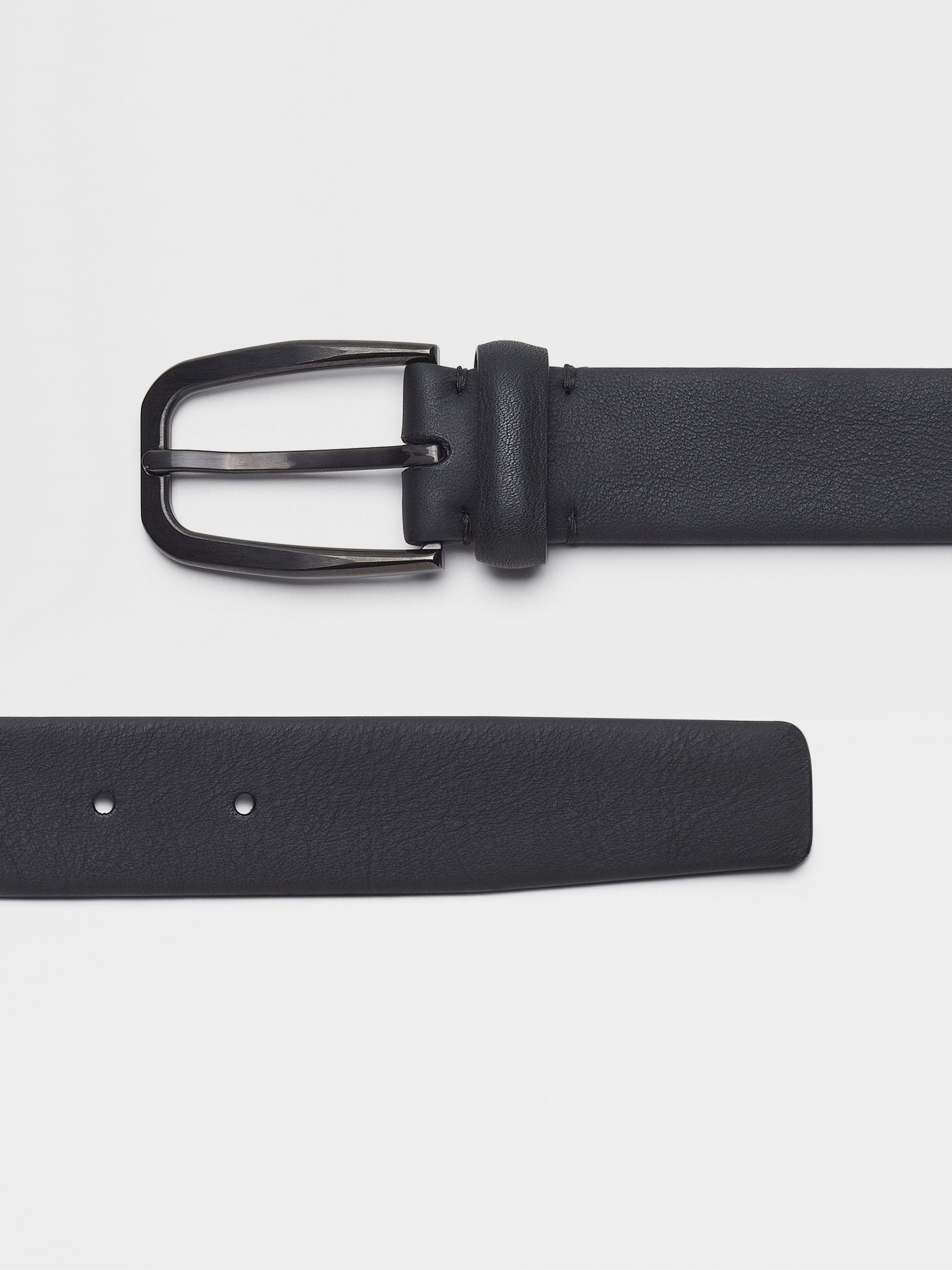 BLACK LEATHER BELT - 2